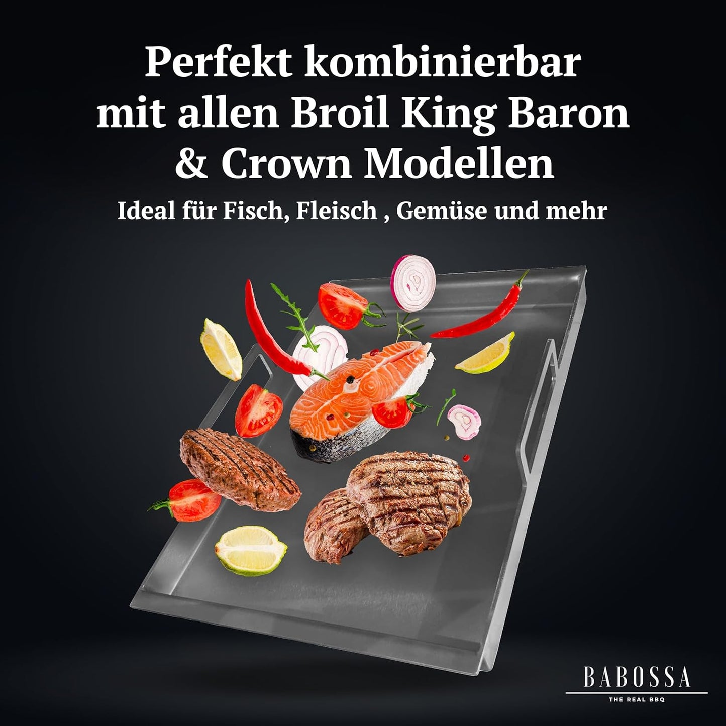 Grill-Plancha aus Edelstahl, 43.4 x 32 x 8.5 cm