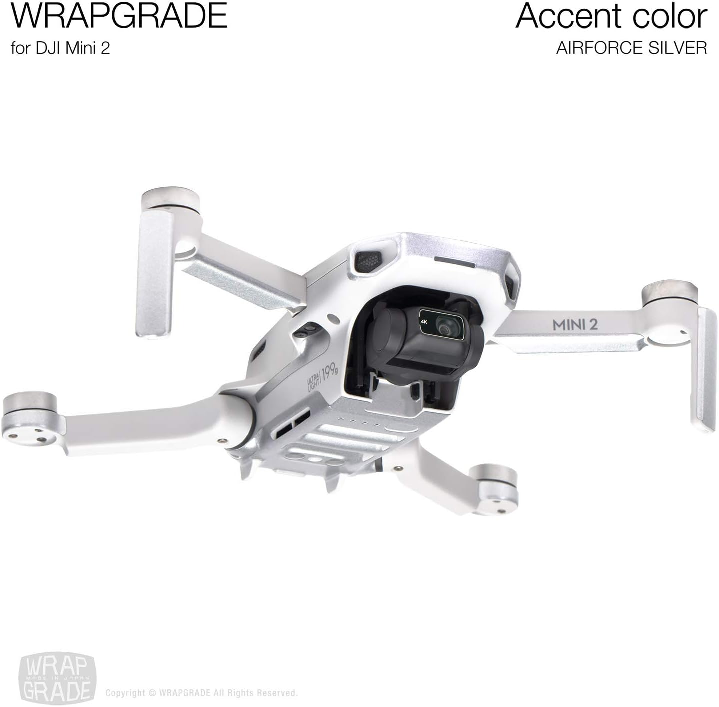 Skin Sticker Set für DJI Mini 2, Airforce Silver