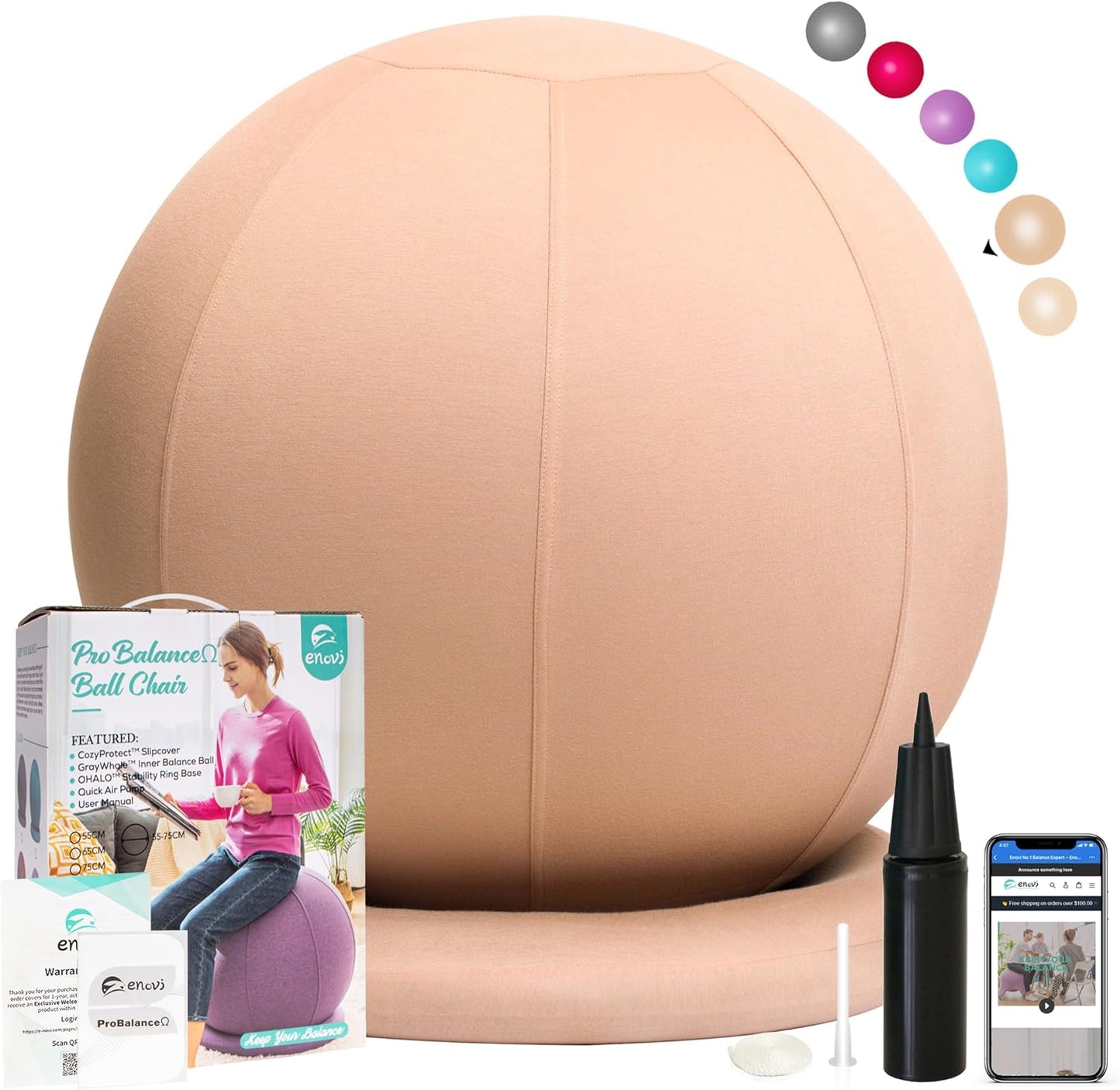 Gymnastikball mit Basisring, Sonnenuntergang Gold 60-65cm Sitzhöhe