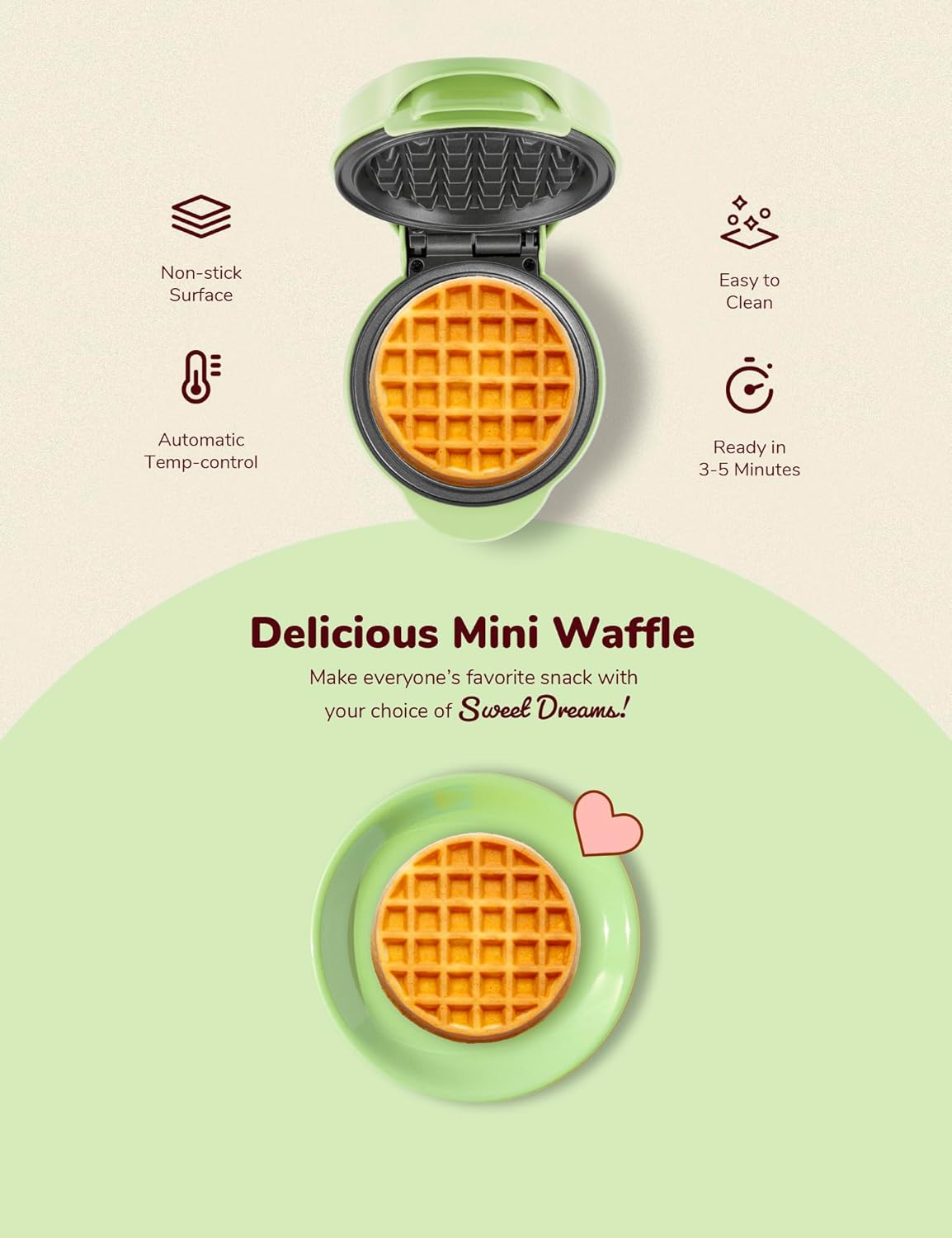 Mini-Waffeleisen, Mint Mattiert