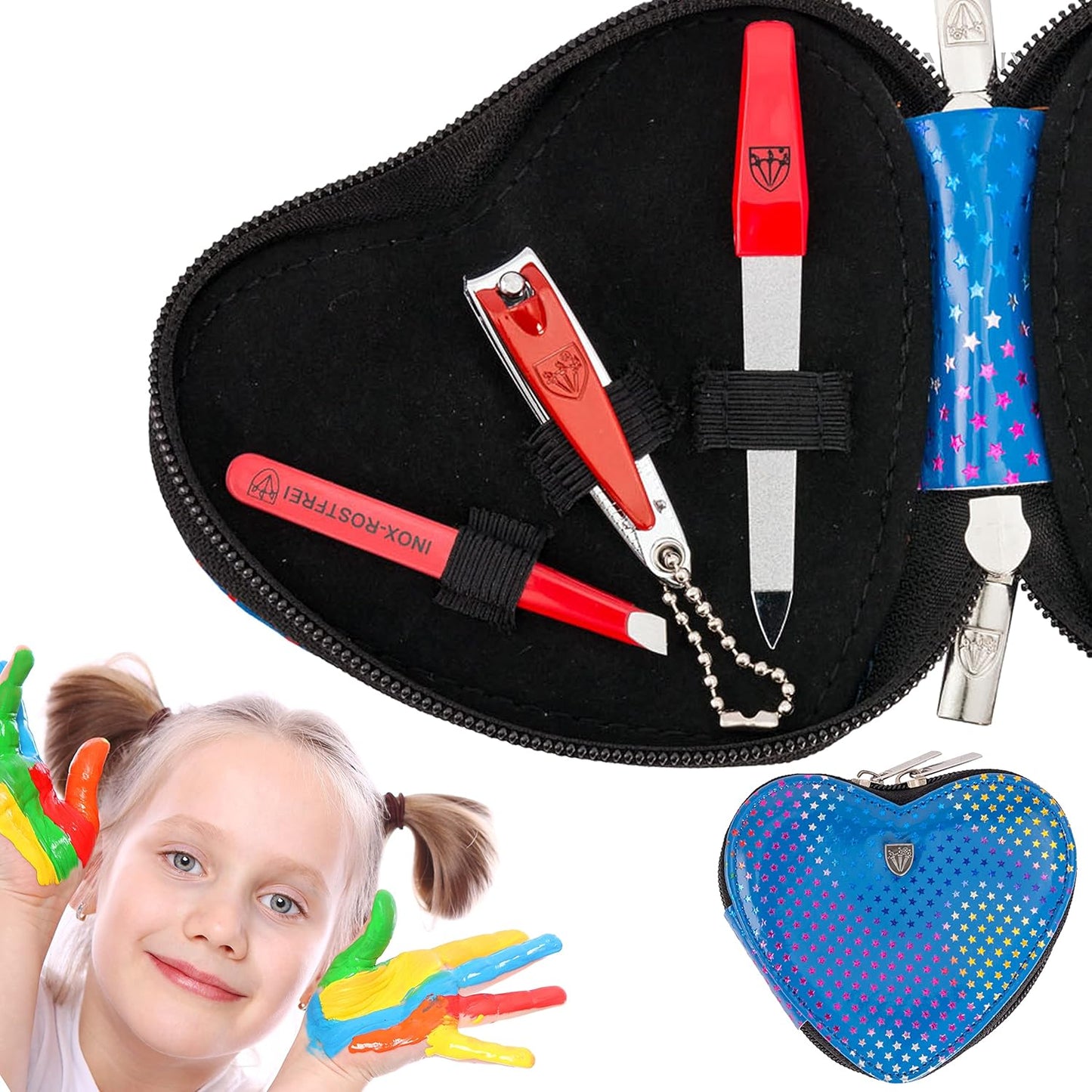 5-teiliges Maniküreset, Sterne Blau - Kinderschere