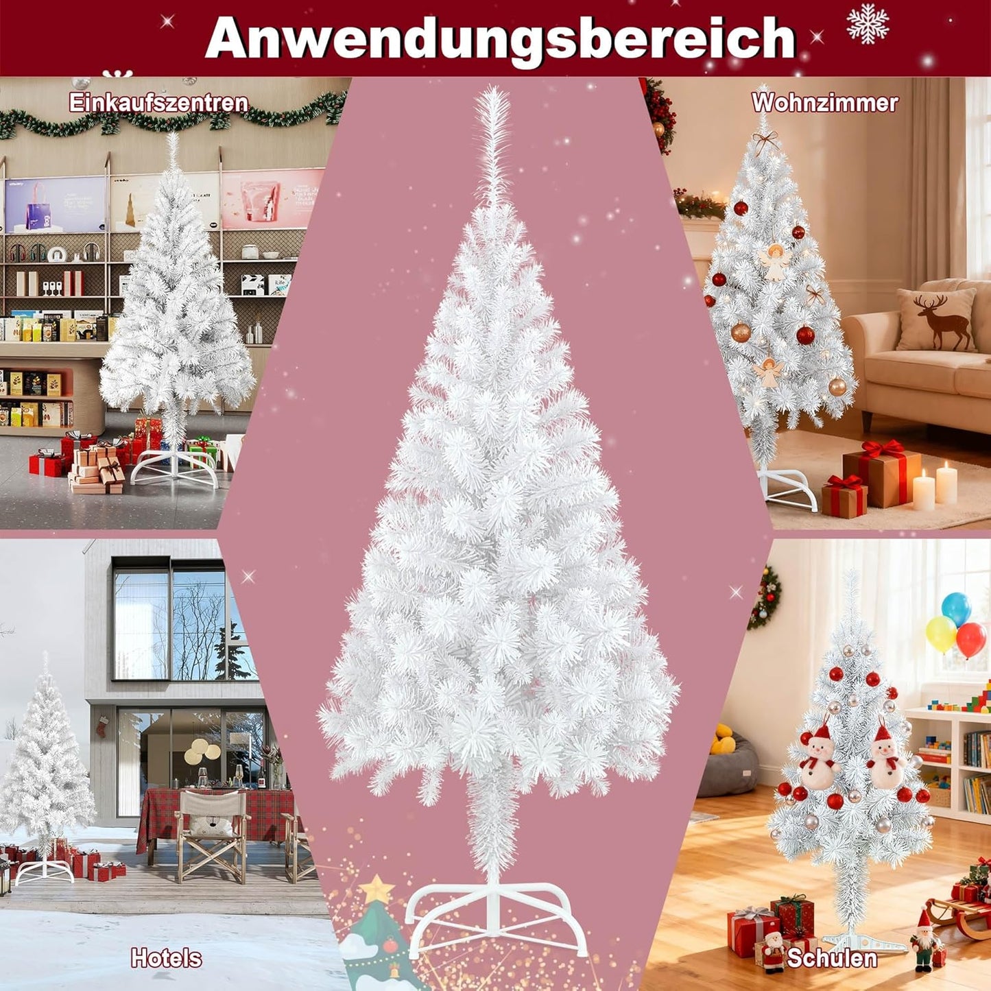 Künstlicher Weihnachtsbaum mit Metallständer, Weiss Pvc 240 cm