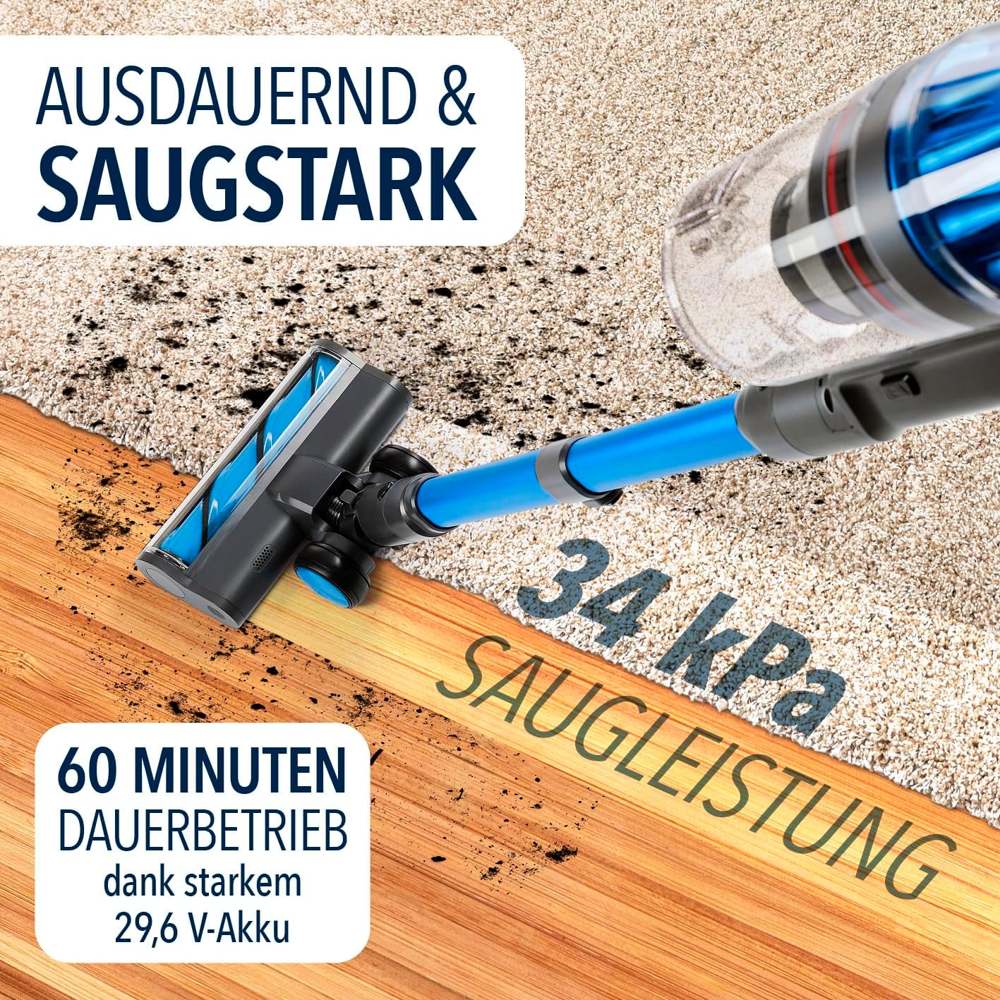 AeroTec 500 Handstaubsauger, Grau Blau Metallic