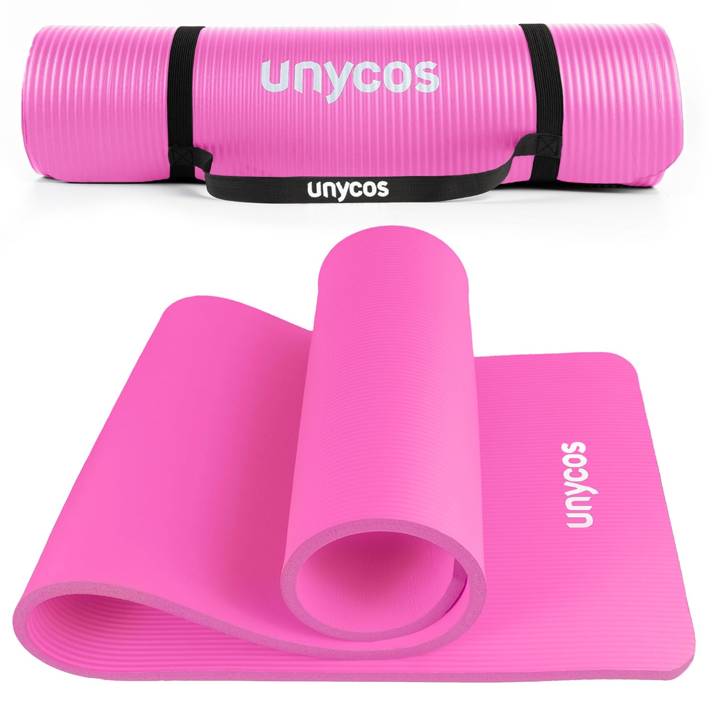 Rutschfeste Fitnessmatte mit Tragegurt, #15 Dunkelrosa 183*60*1.5 cm