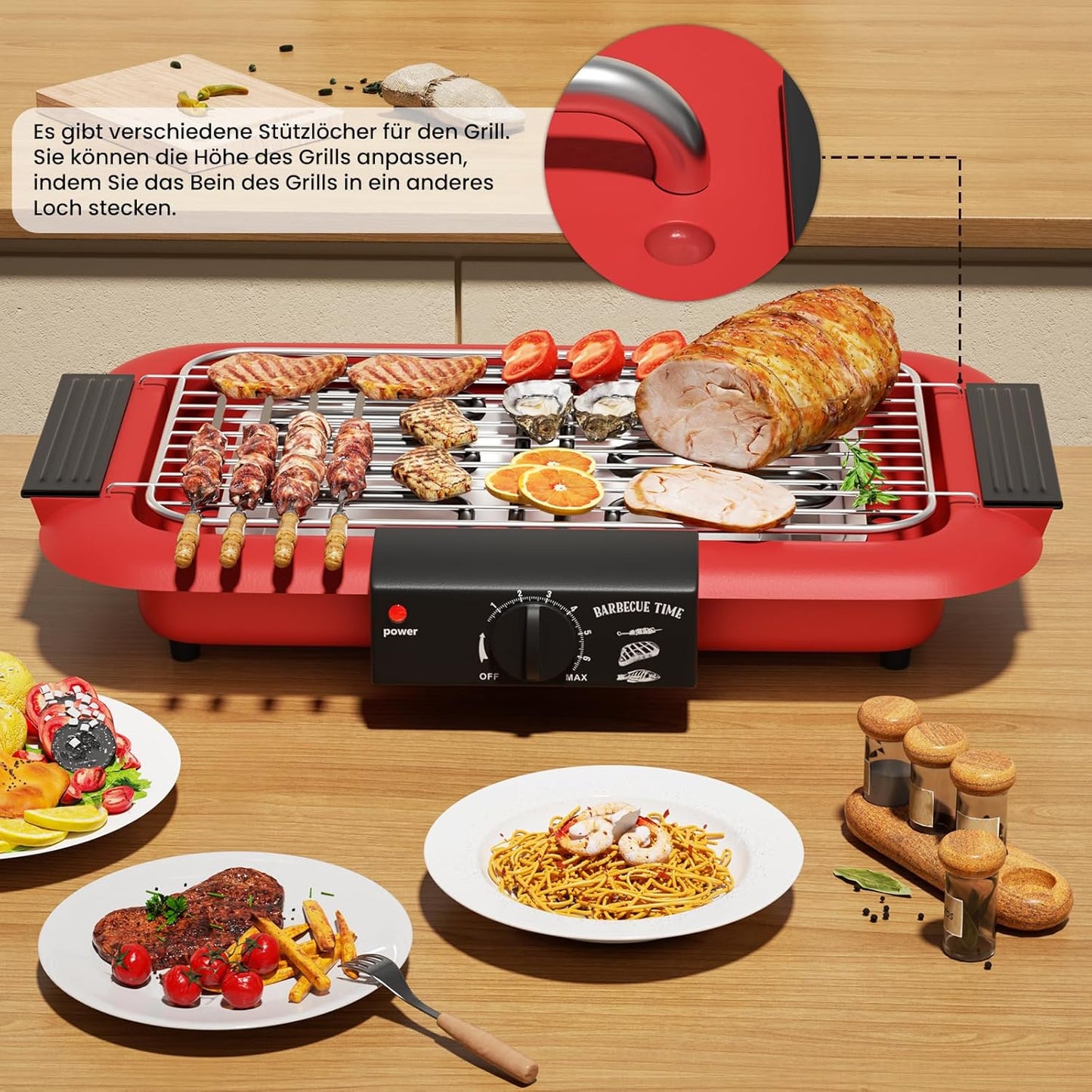 Elektrogrill Tischgrill, Klassisches Rot