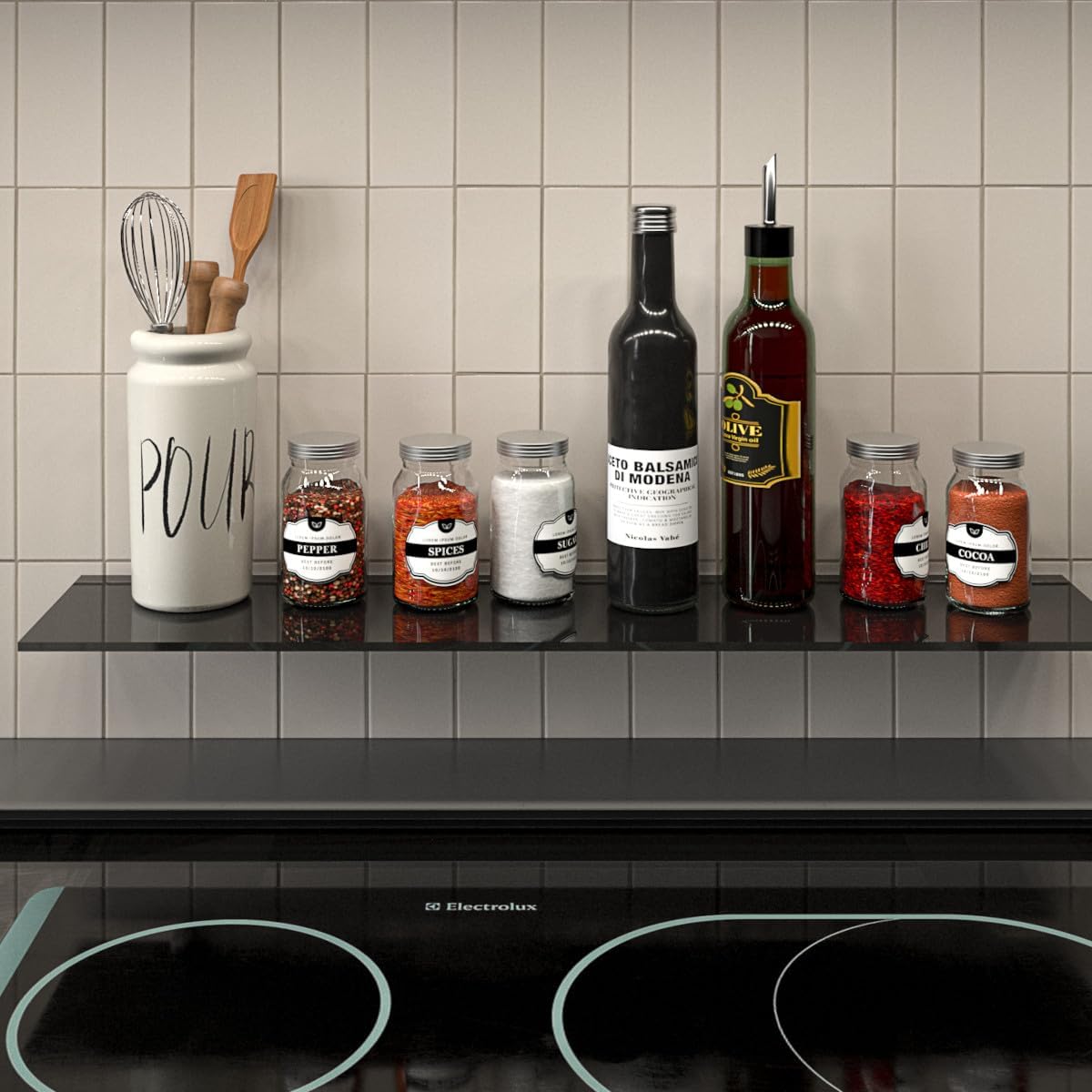 Glasregal mit Sicherheitsglas und Halterung (60x13 cm), 60 cm Schwarz