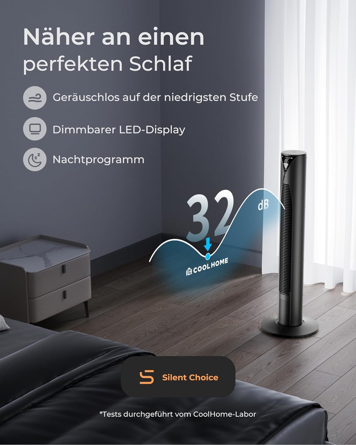 Turmventilator CF2205 mit Fernbedienung, Schwarz
