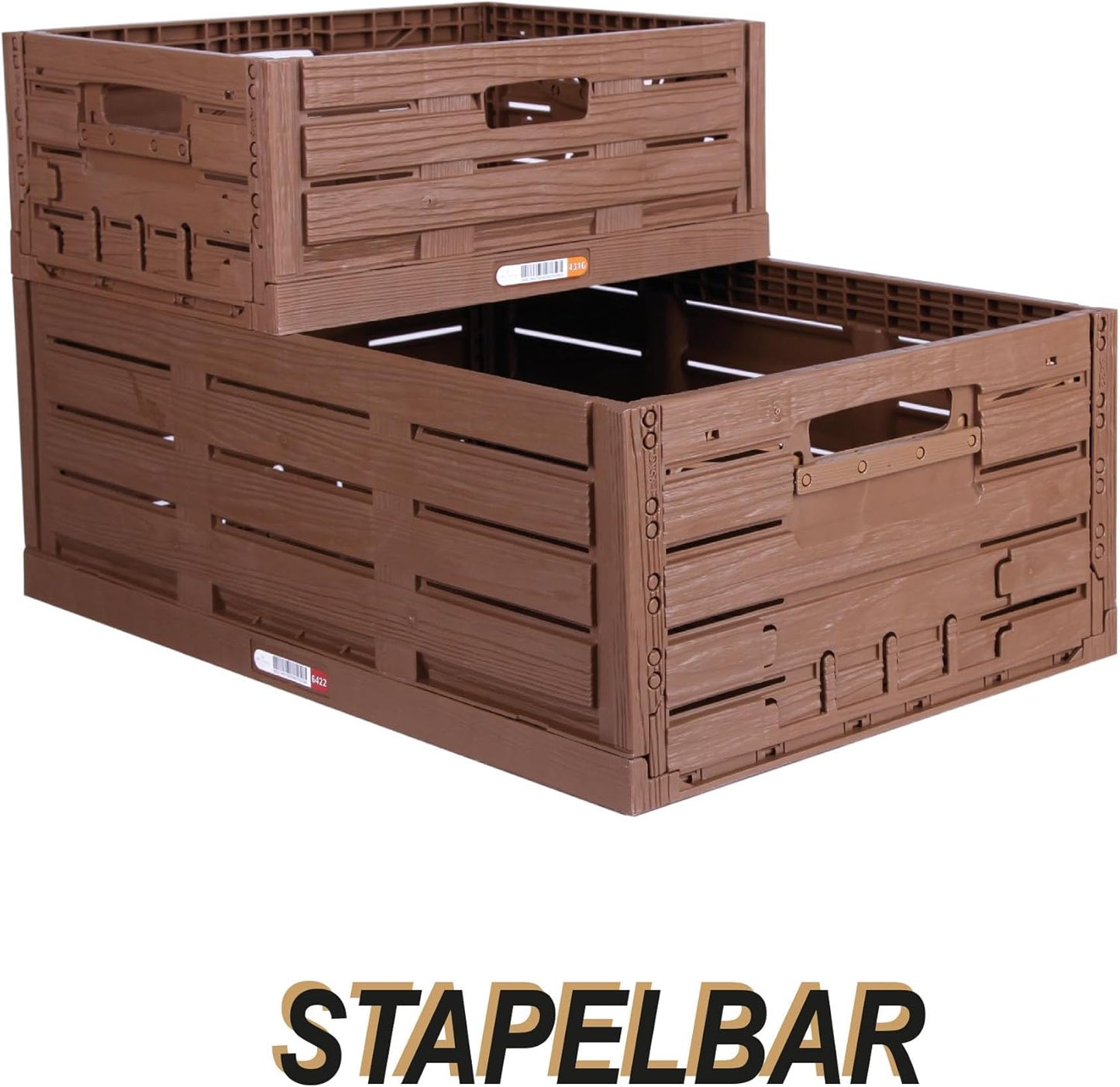 Stabile Klappkiste im Holzdesign, 1 40 x 30 x 16,3cm
