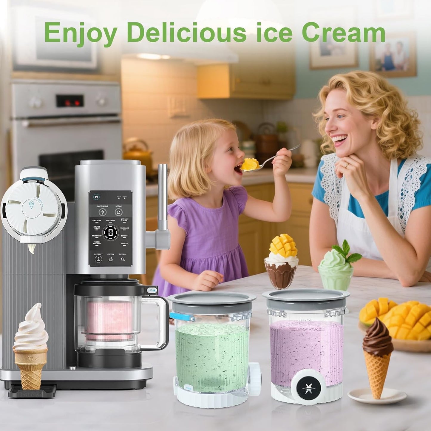 Eisbehälter-Set für Ninja Swirl NC700, NC701 & NC701EU, NC701 Series-4 Pack(Color Lids)