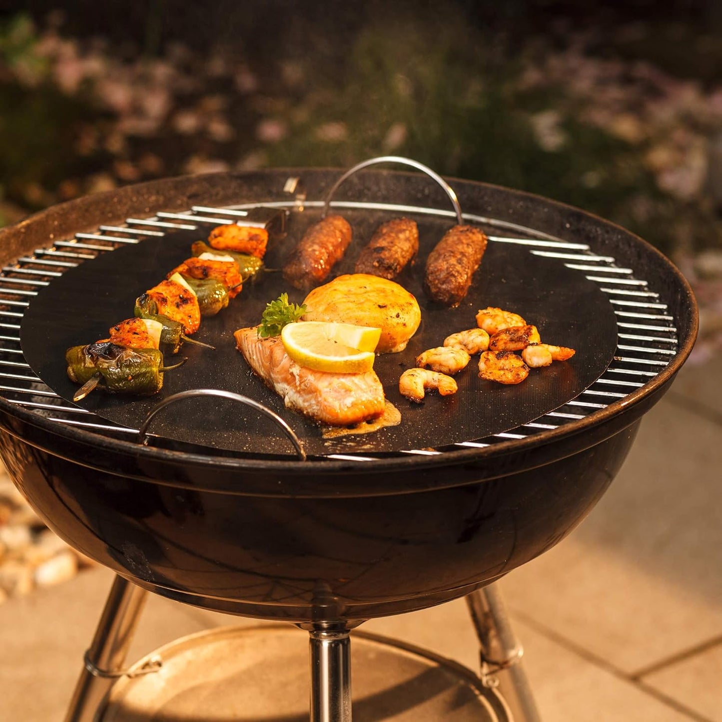 3-teiliges BBQ Grillmatte-Set rund für Gas- und Holzkohlegrill, 3er Set rund