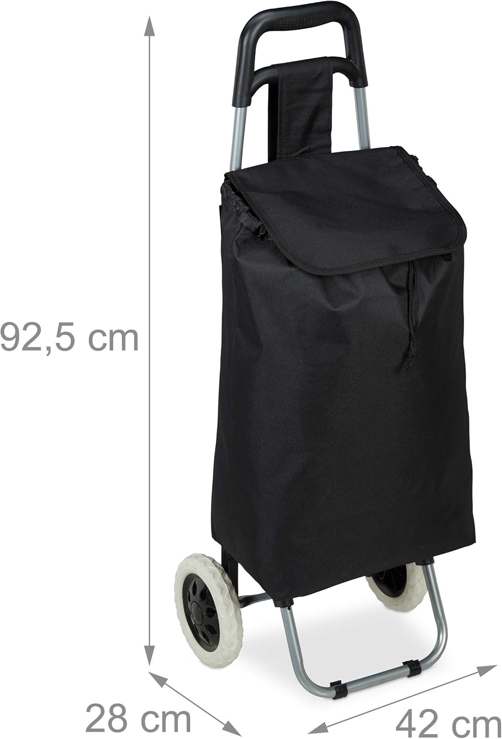 Klappbarer Einkaufstrolley mit abnehmbarer Tasche, Schwarz