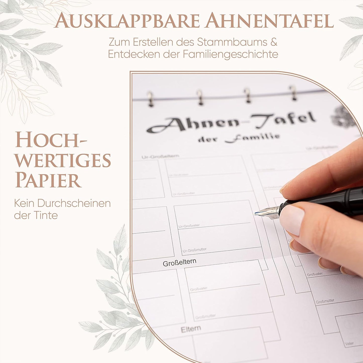 Ahnenstammbuch mit Goldprägung, A5 Format