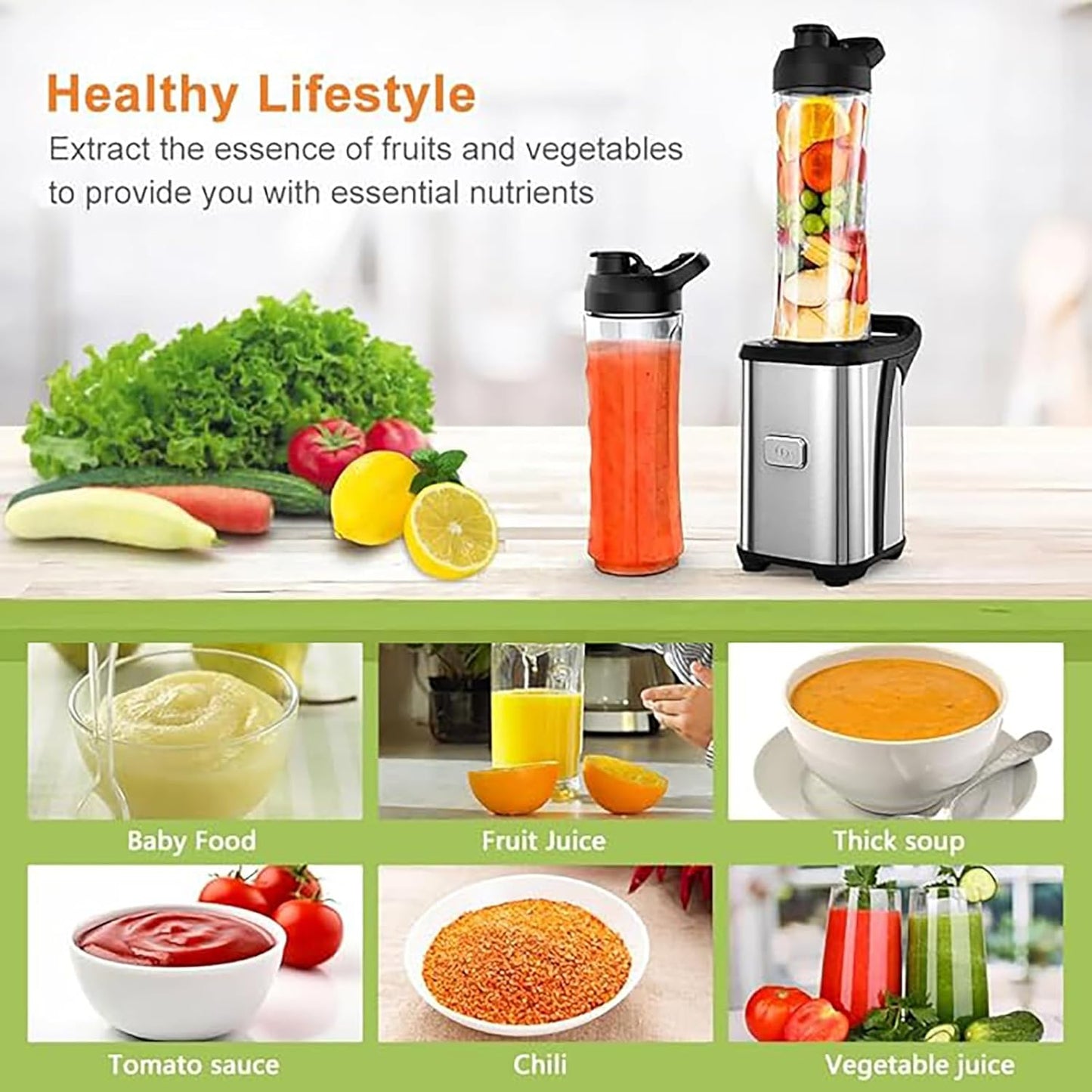 Smoothie Maker mit 2 Flaschen