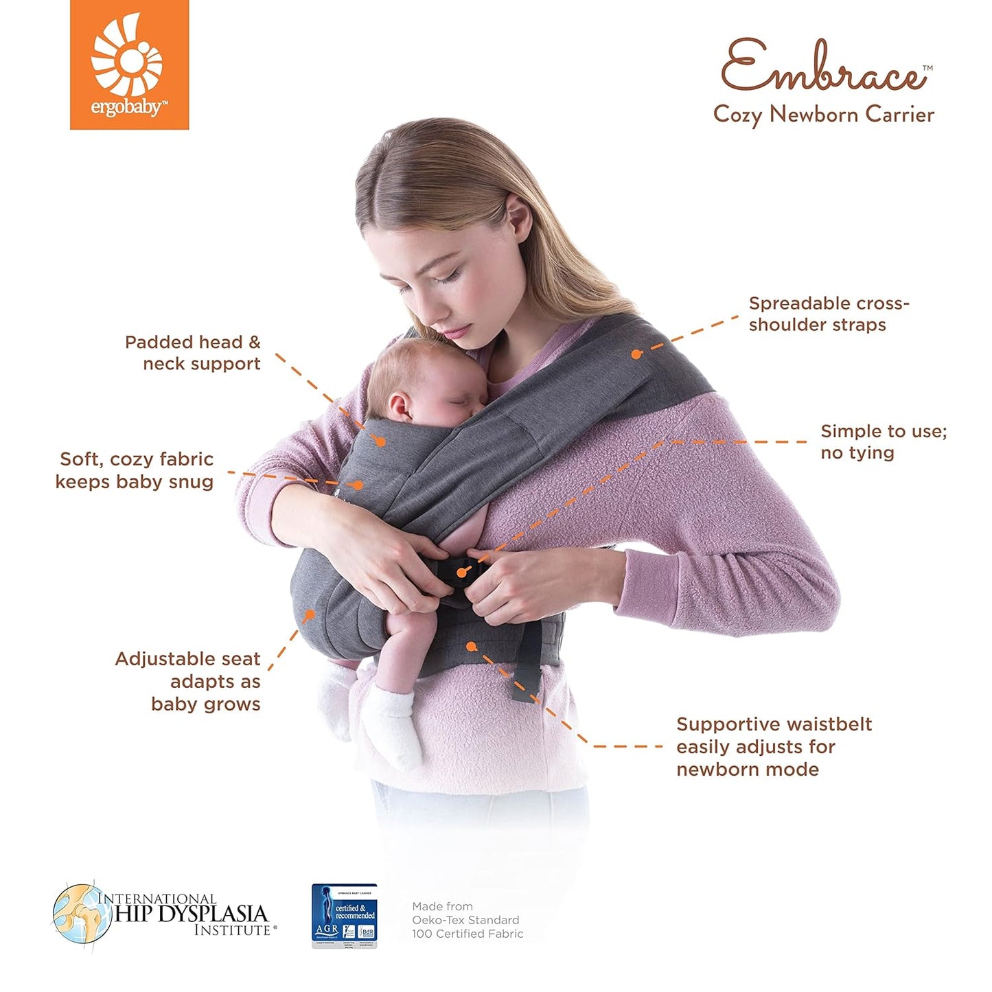 Ergonomische Babytrage für Neugeborene, Oxford-Blau Soft Knit