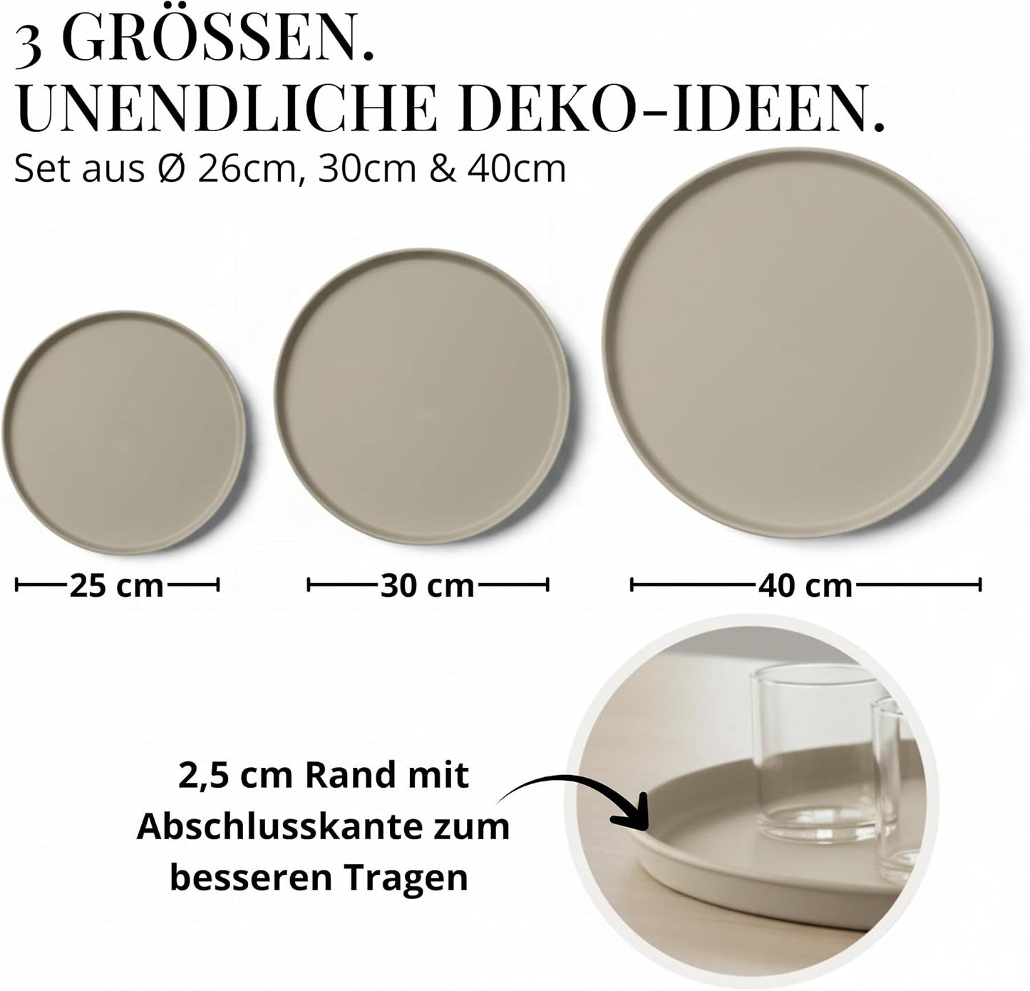 Deko-Tablett Set, Beige