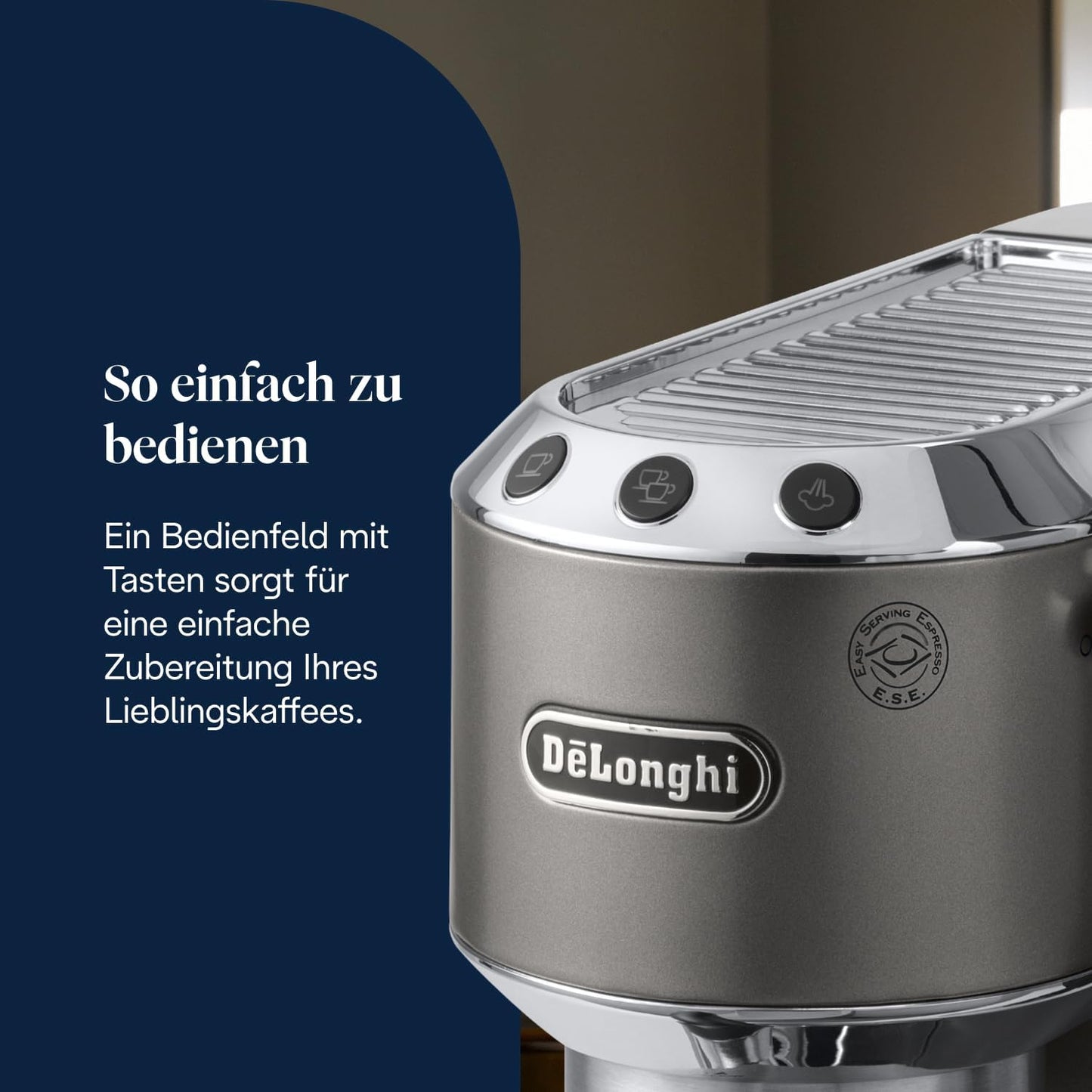 Kompakte Siebträgermaschine mit Milchaufschäumer, Titanschwarz
