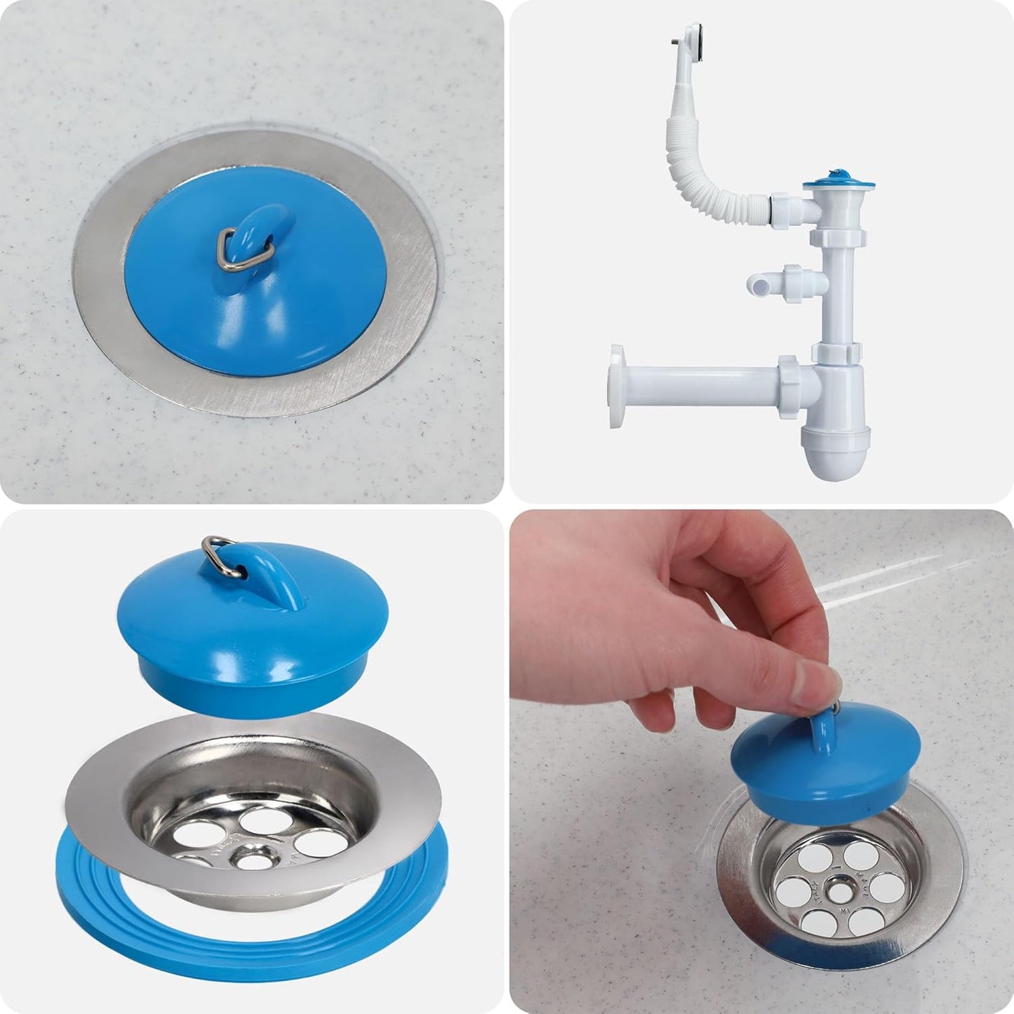 Haushaltsspülbecken mit Siphon, Weiss