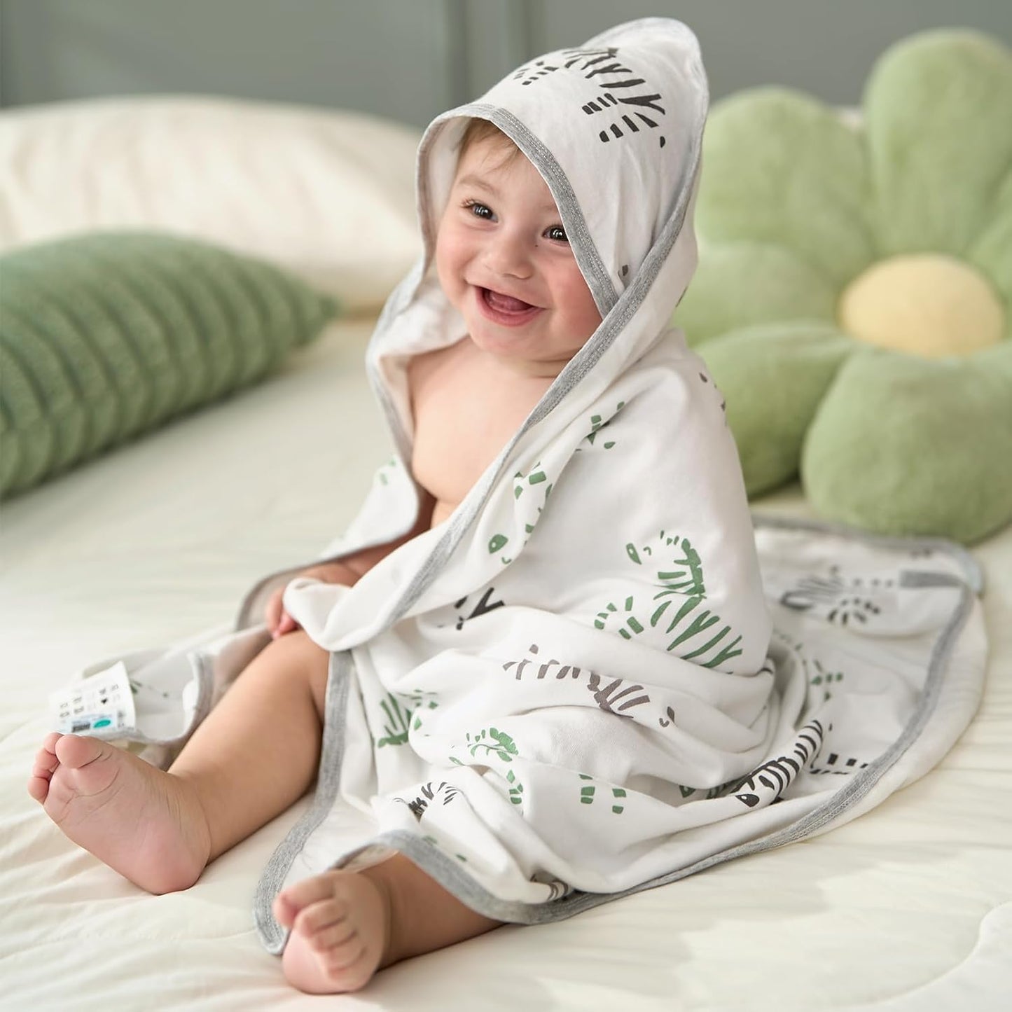 Kapuzen-Babybadetuch-Set, Weiß
