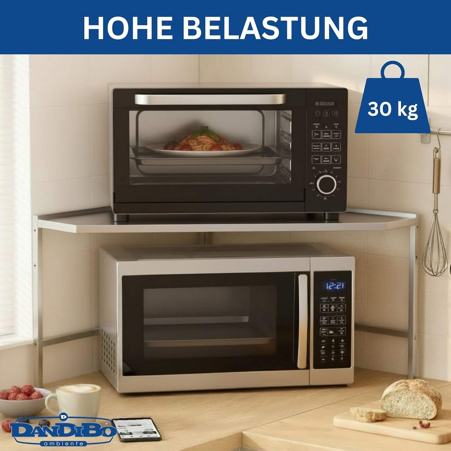 Verstellbares Mikrowellenregal, Edelstahl