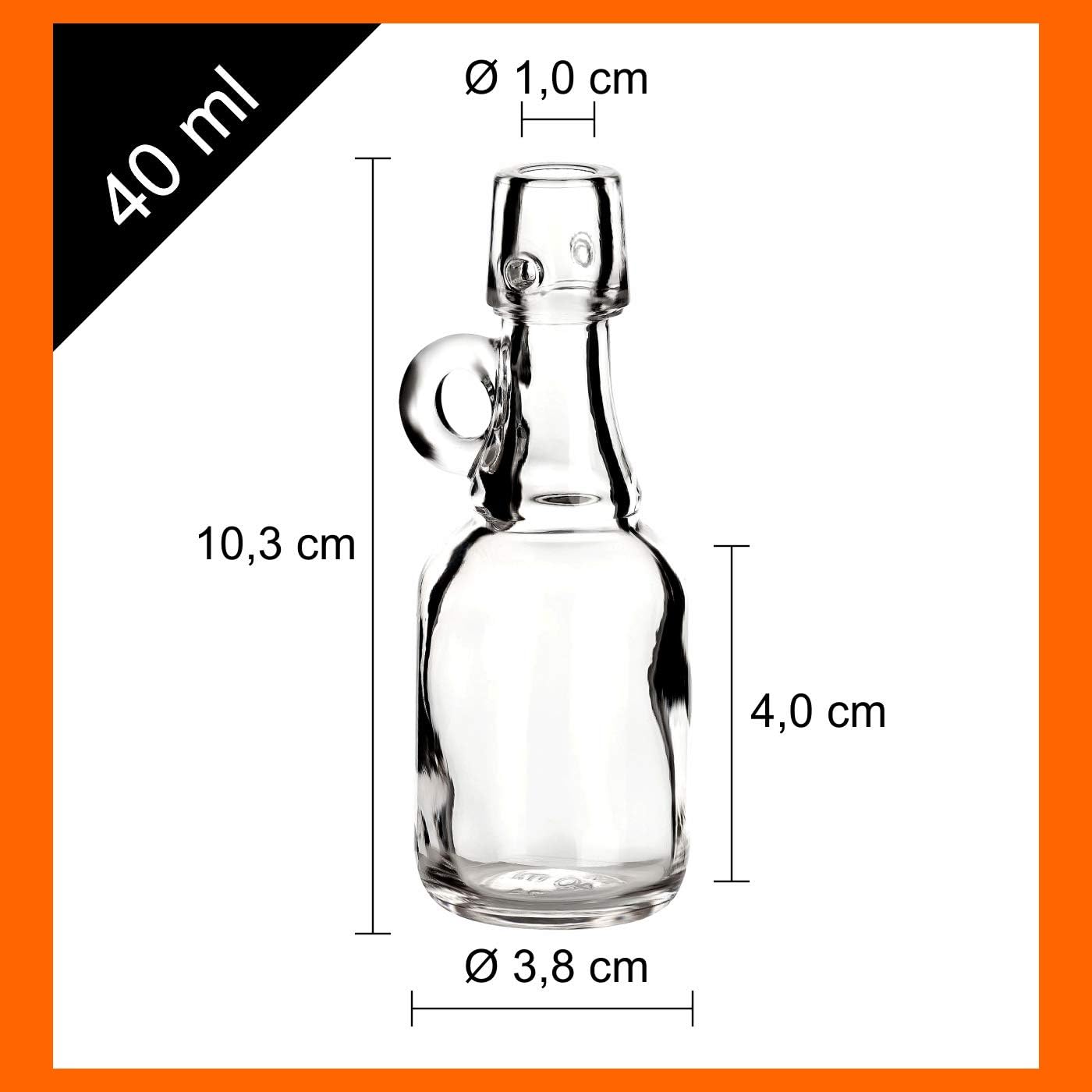 Mini-Bügelflaschen-Set (48 Stück, 40 ml), Weiss - Bügelverschluss 48 Stück/40ml