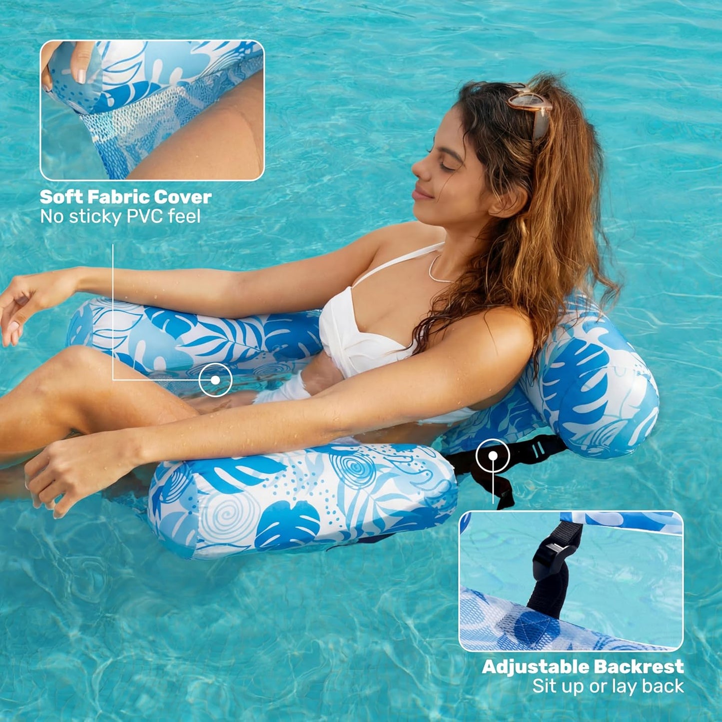 Aufblasbare Pool-Schwimmstühle, 2er-Set, Blumenmuster