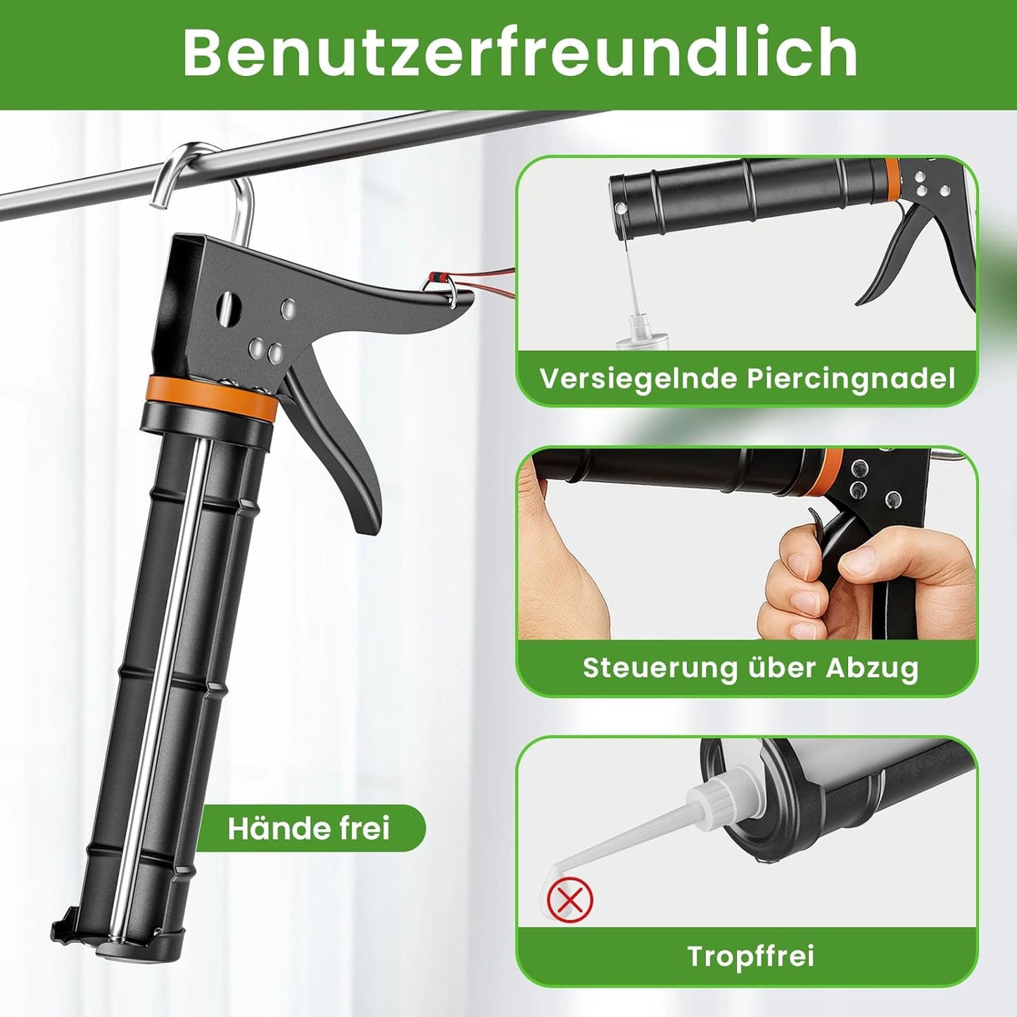 Kartuschenpresse mit Fugenschaber und Werkzeug