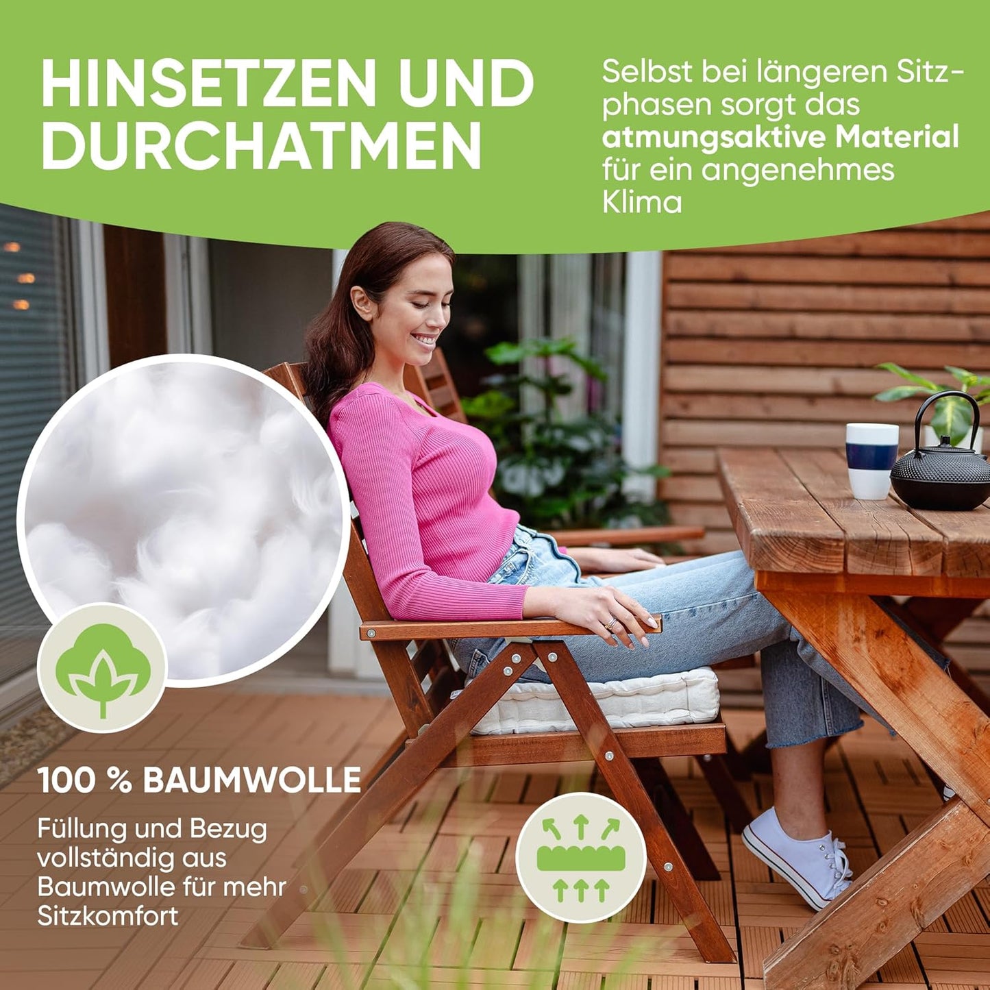 Steppkissen für Stühle, 4 Stück (1er Pack) Creme