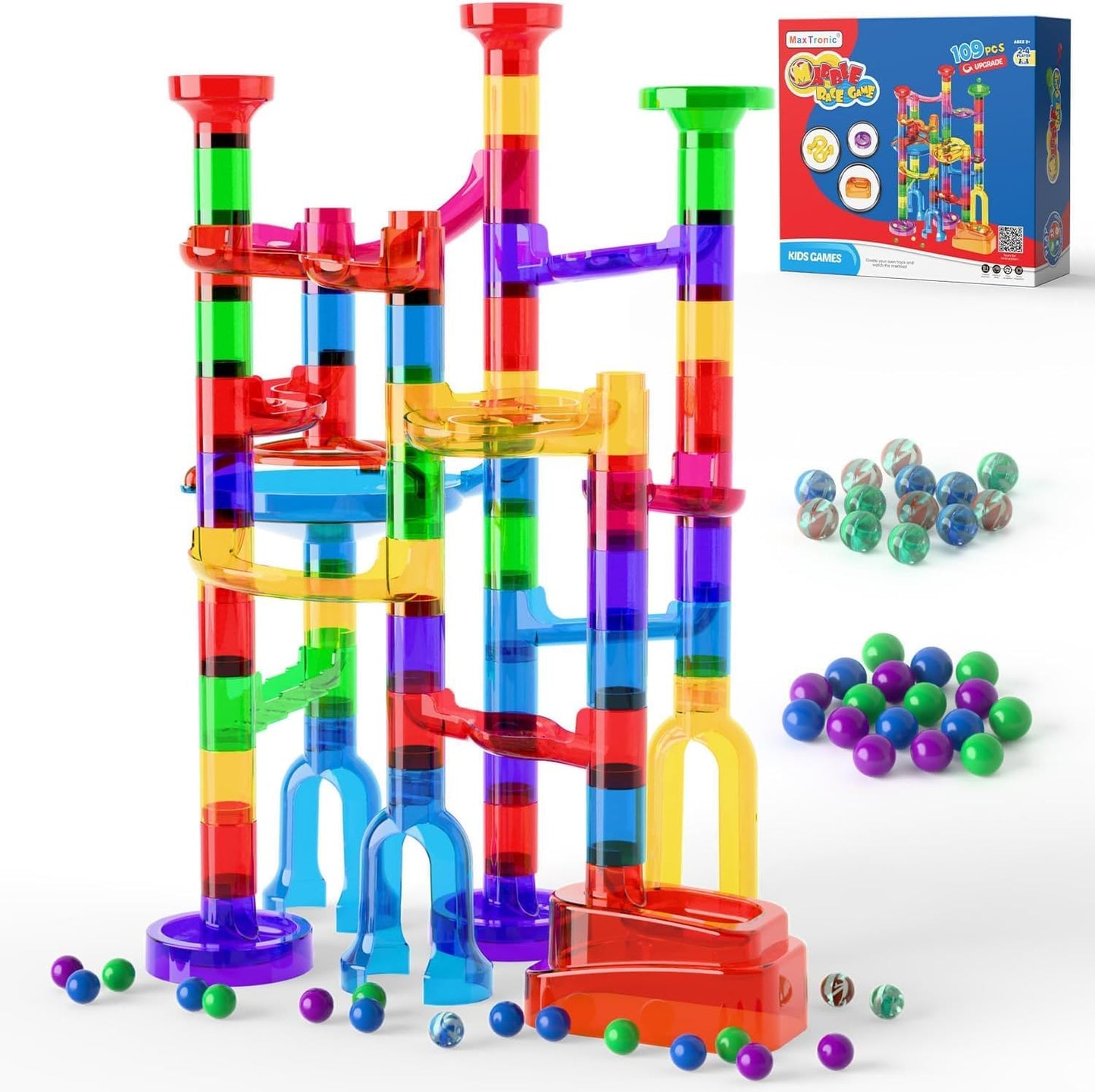 Murmelbahn Logikspiel-Set, 109 PCS Transparent