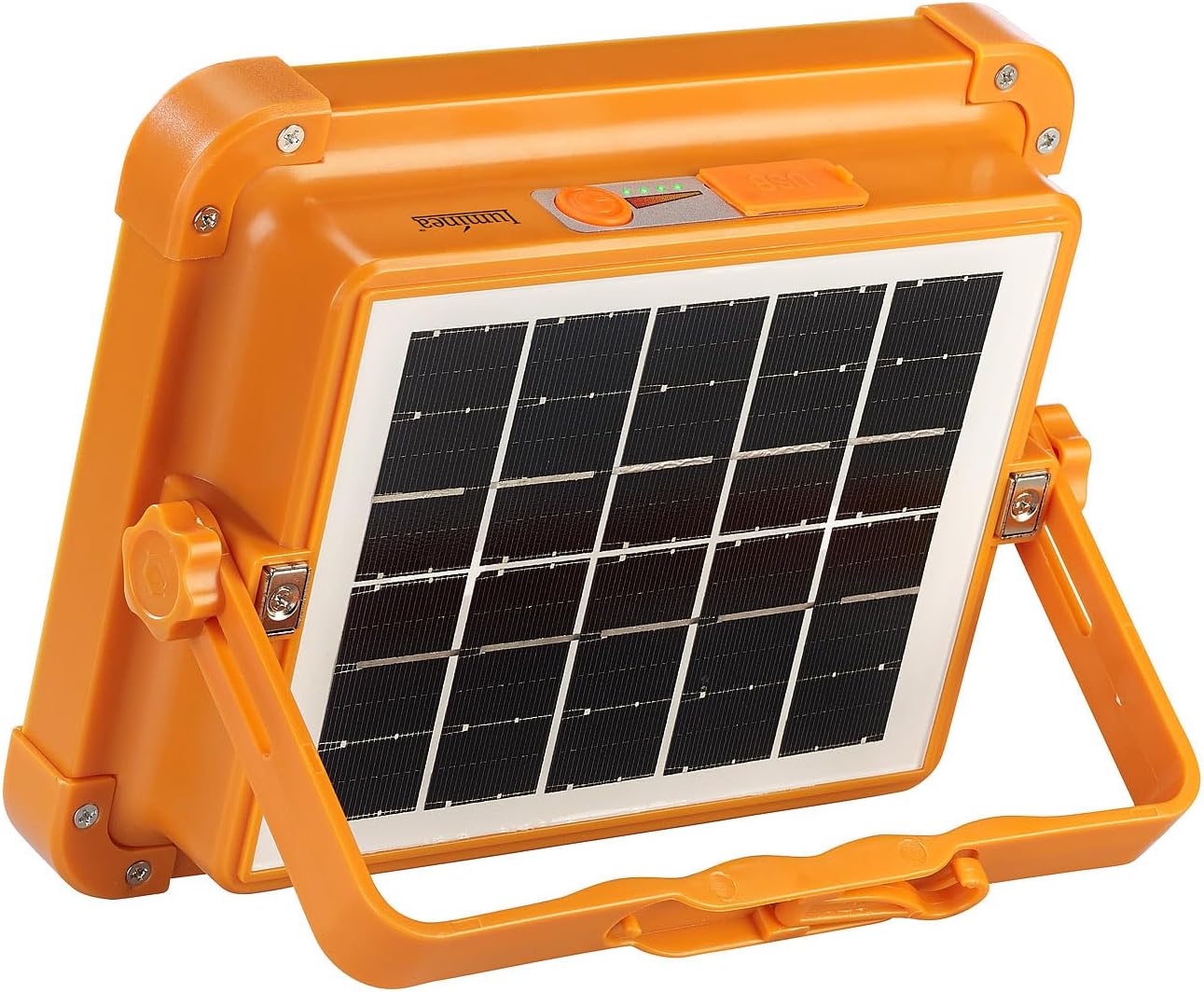 LED-Baustrahler mit Akku & Solar, Orange, 1er