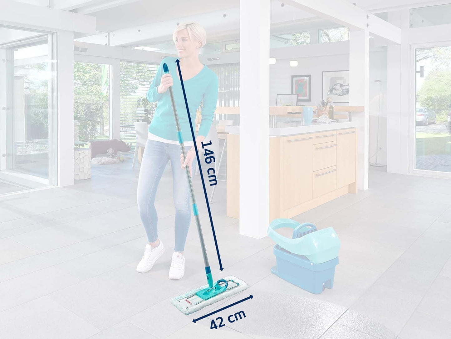 Bodenwischer Profi XL mit Mikrofaser und Staubmop, Allrounder + Trockenreinigung (Superduster) Eco Verpackung