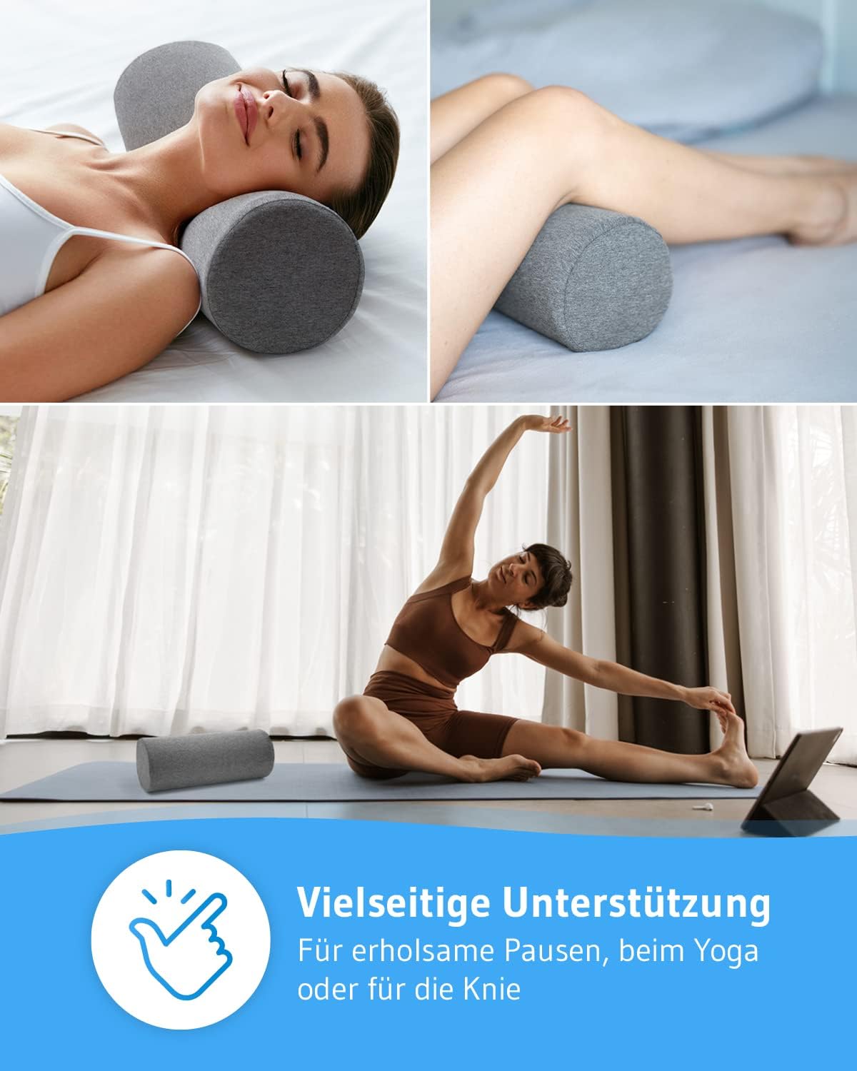 Ergonomische Nackenrolle UniROLL, Flexifit - Grau 32 x 12 cm
