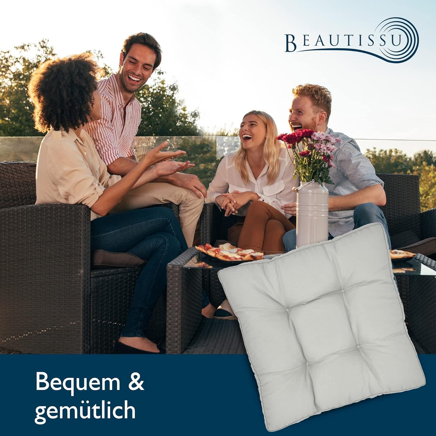 2er-Set Lounge-Auflagen-Set, Hellgrau 2er Set (40x40 & 50x40)