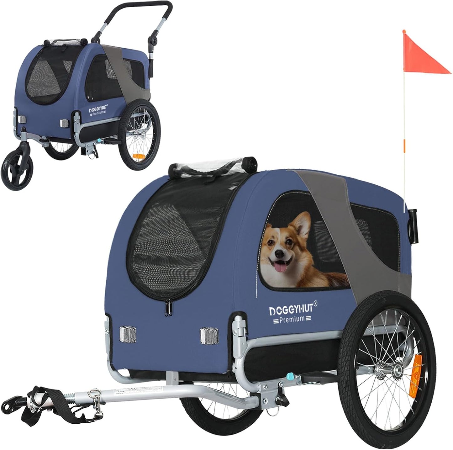Hundebuggy & Fahrradanhänger bis 23kg, Blau
