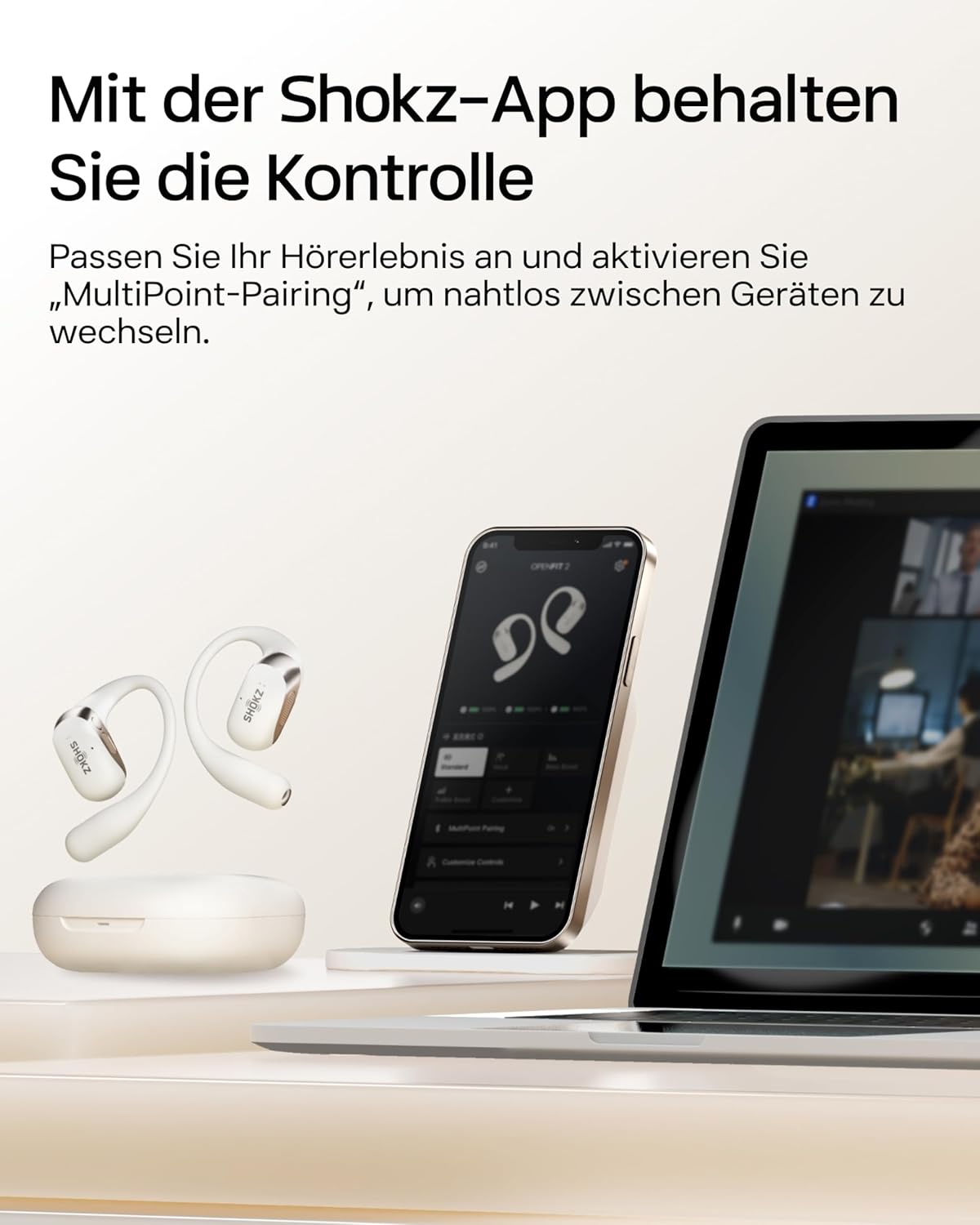 OpenFit 2 Open-Ear-Kopfhörer, Typ-C-Laden Beige