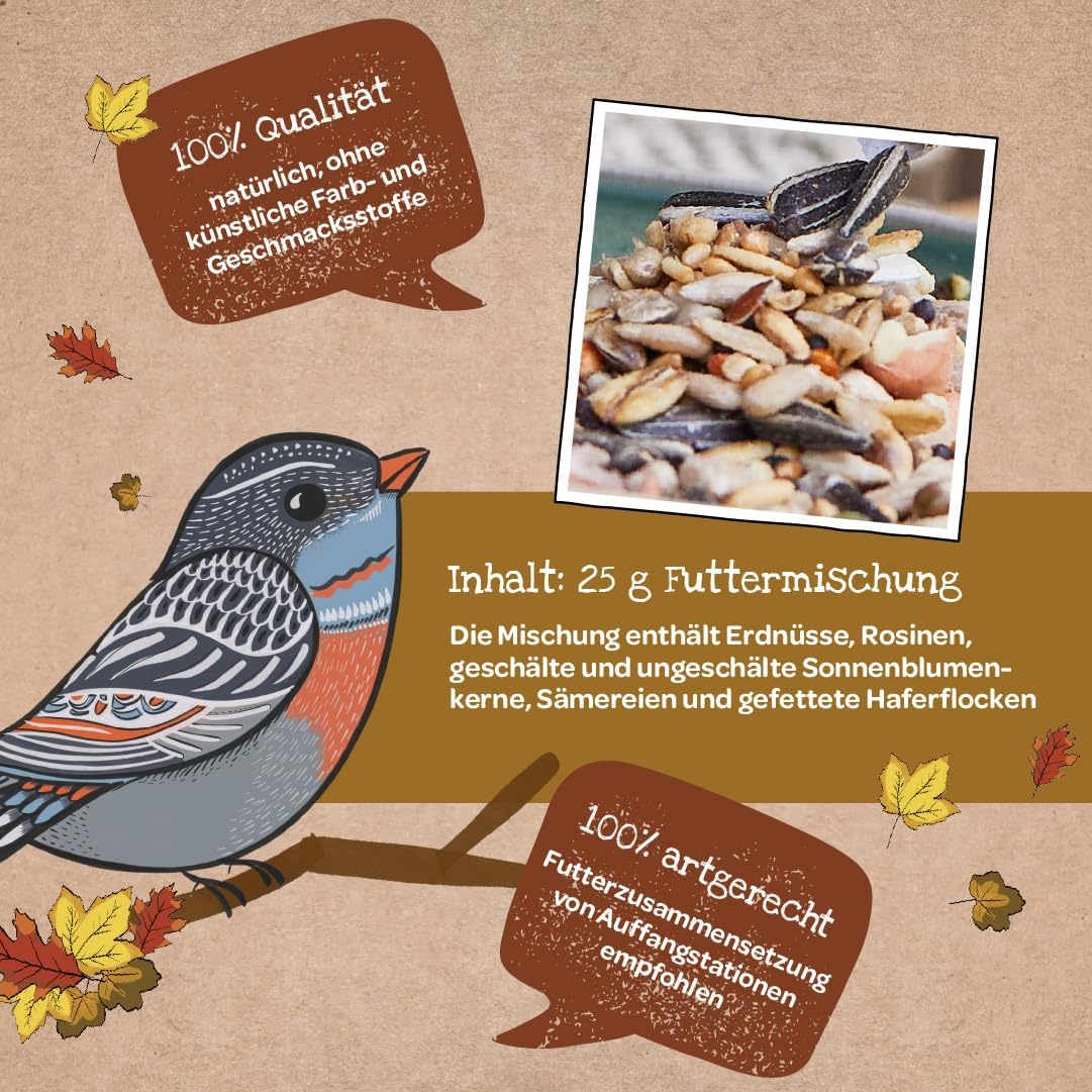 6-teiliges Tierfutter Geschenkset mit Futterhäuschen für Vögel, Igel und Eichhörnchen