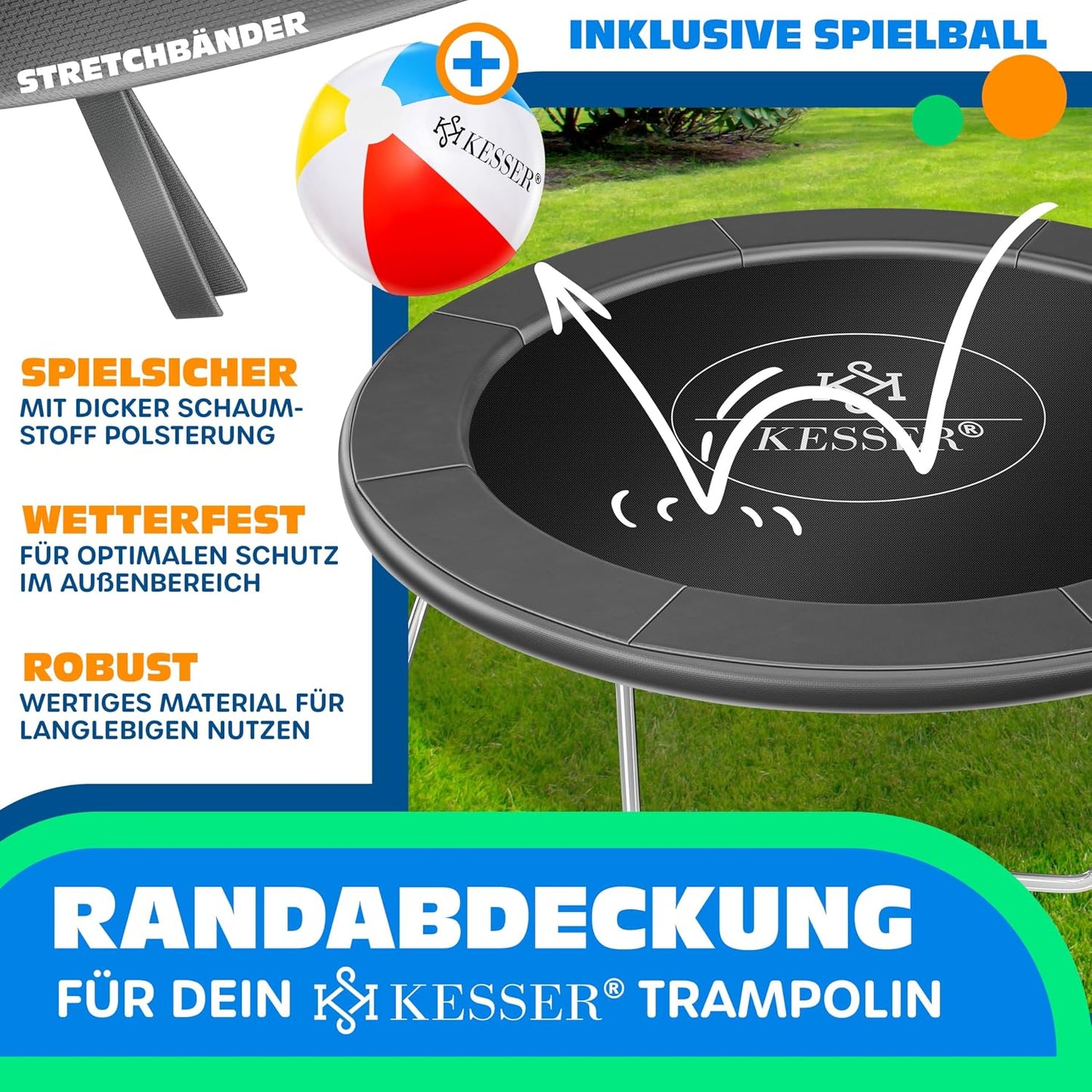Trampolin Randabdeckung UV-beständig, Anthrazit 244 cm