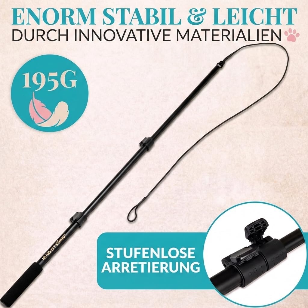 Reizangel für Hunde, Reizangel 102cm + Seile 110cm Schwarz