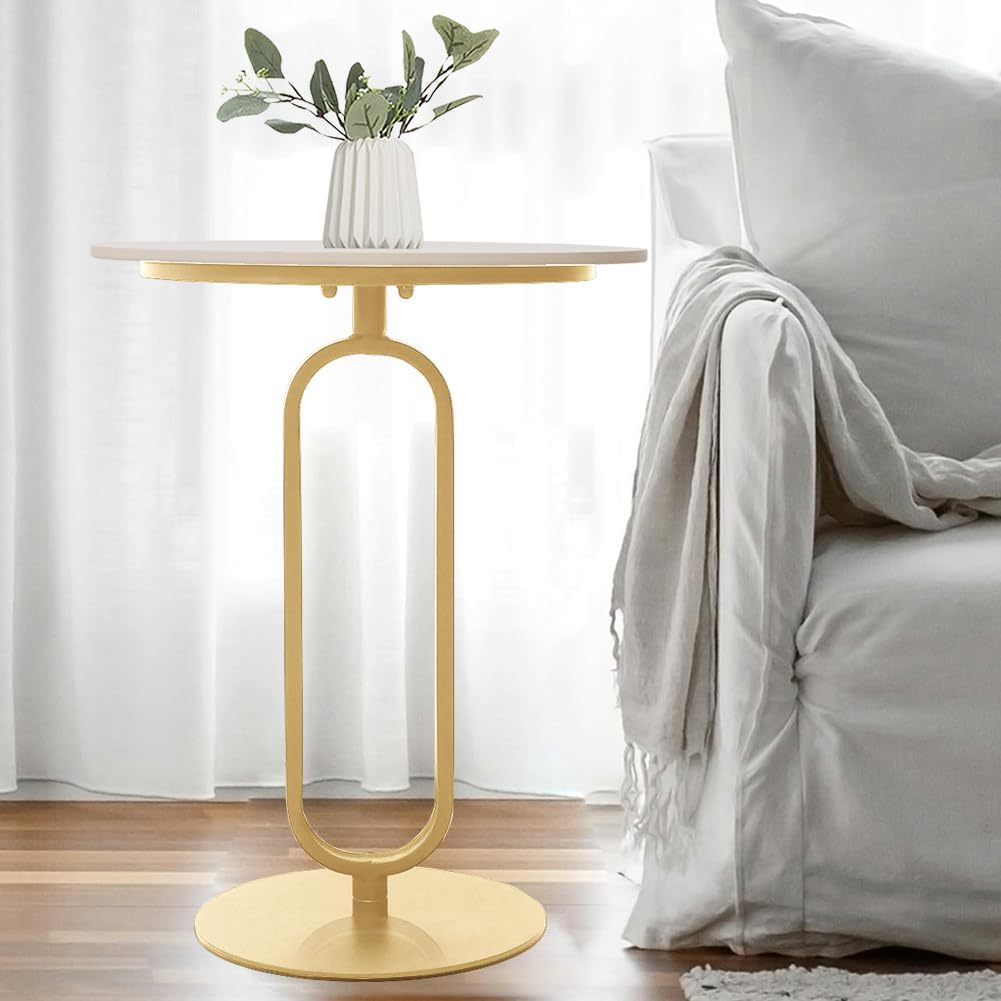 Runder Beistelltisch aus Marmor und Metall, Gold