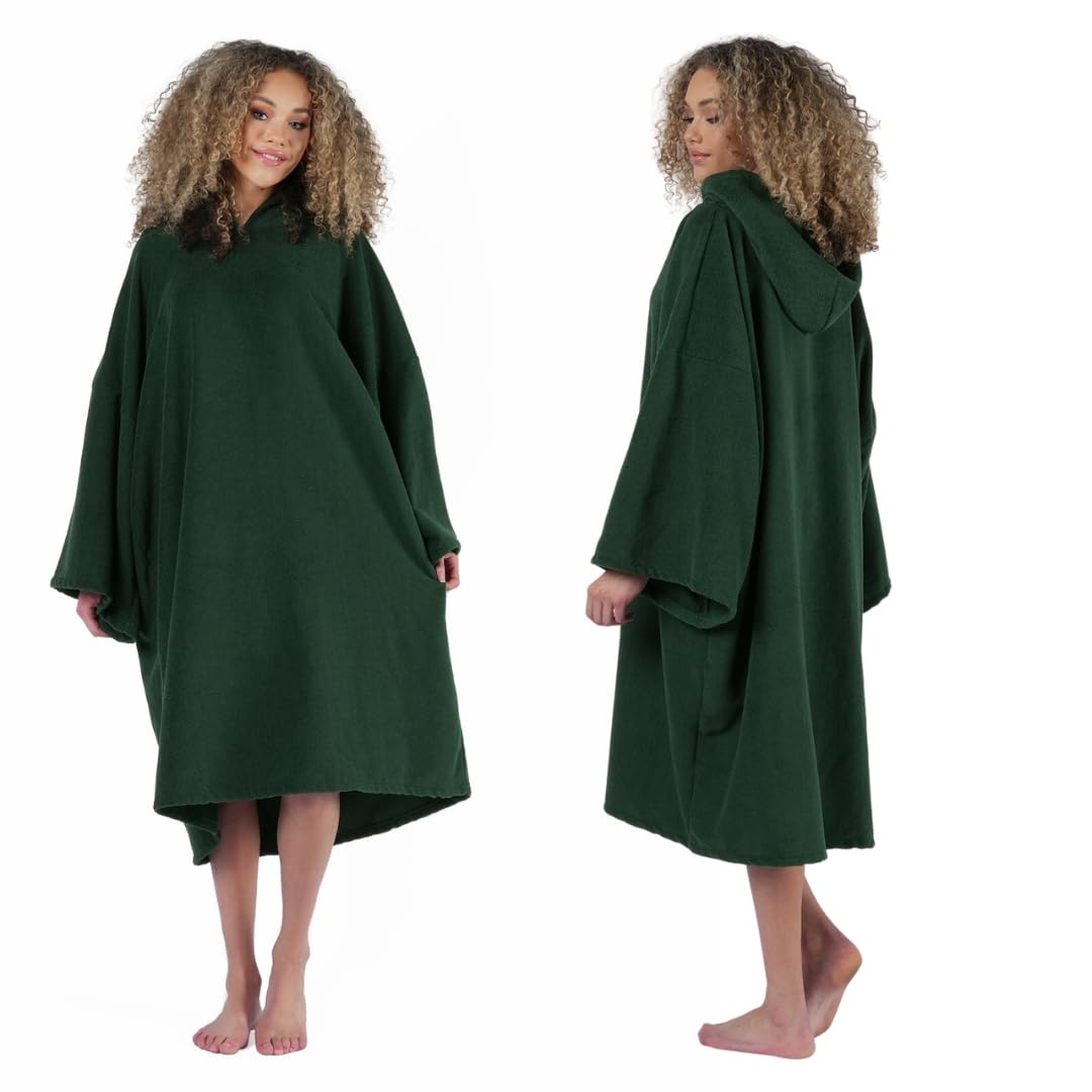 Handtuch-Poncho mit Kapuze, Einheitsgrösse Waldgrün