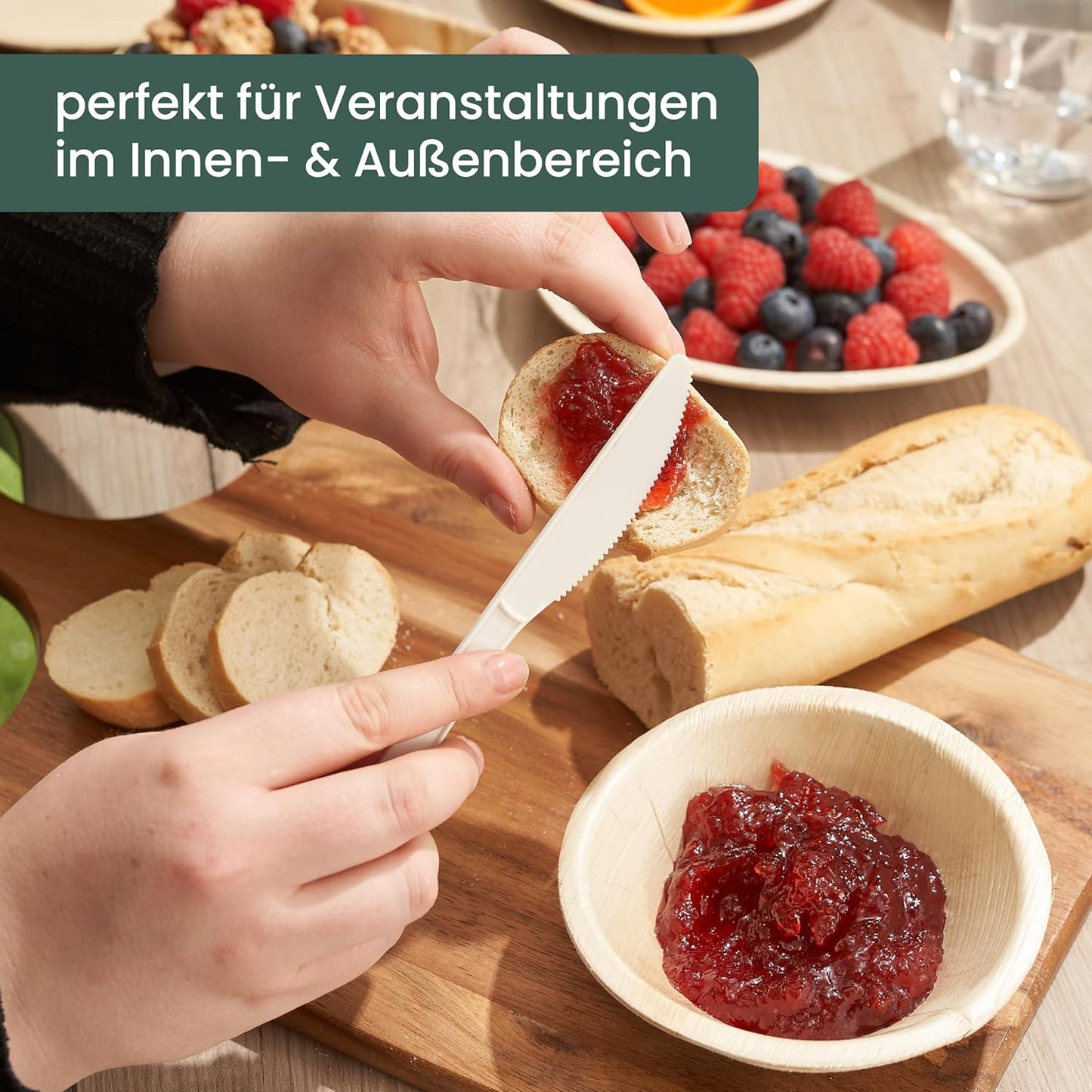 Biologisch abbaubare Messer, Messer - Weiss 18cm / 7" 100er Pack