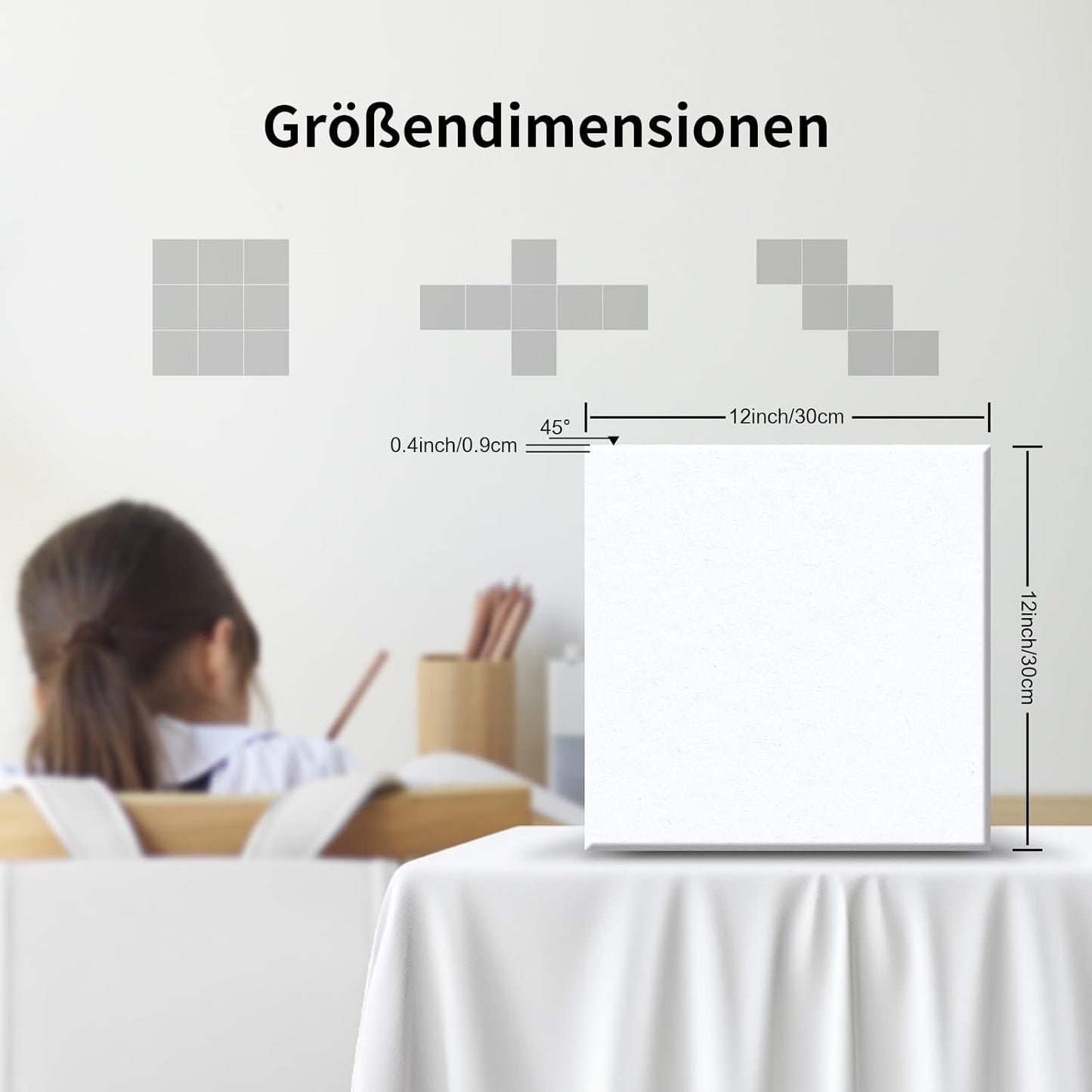Selbstklebendes Akustikplatten-Set, 18-teilig, 18 Stück Porzellan weiß