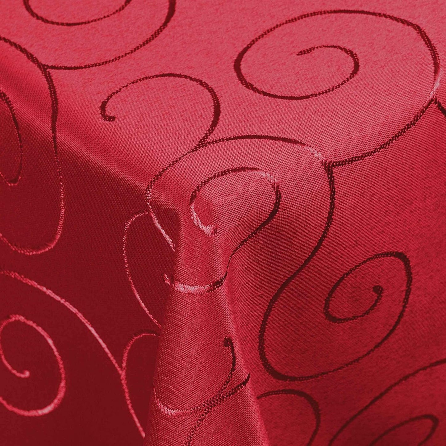 Tafeldecke mit Ornament-Stickerei, 130 x 340 cm (Eckig) Dunkelrot