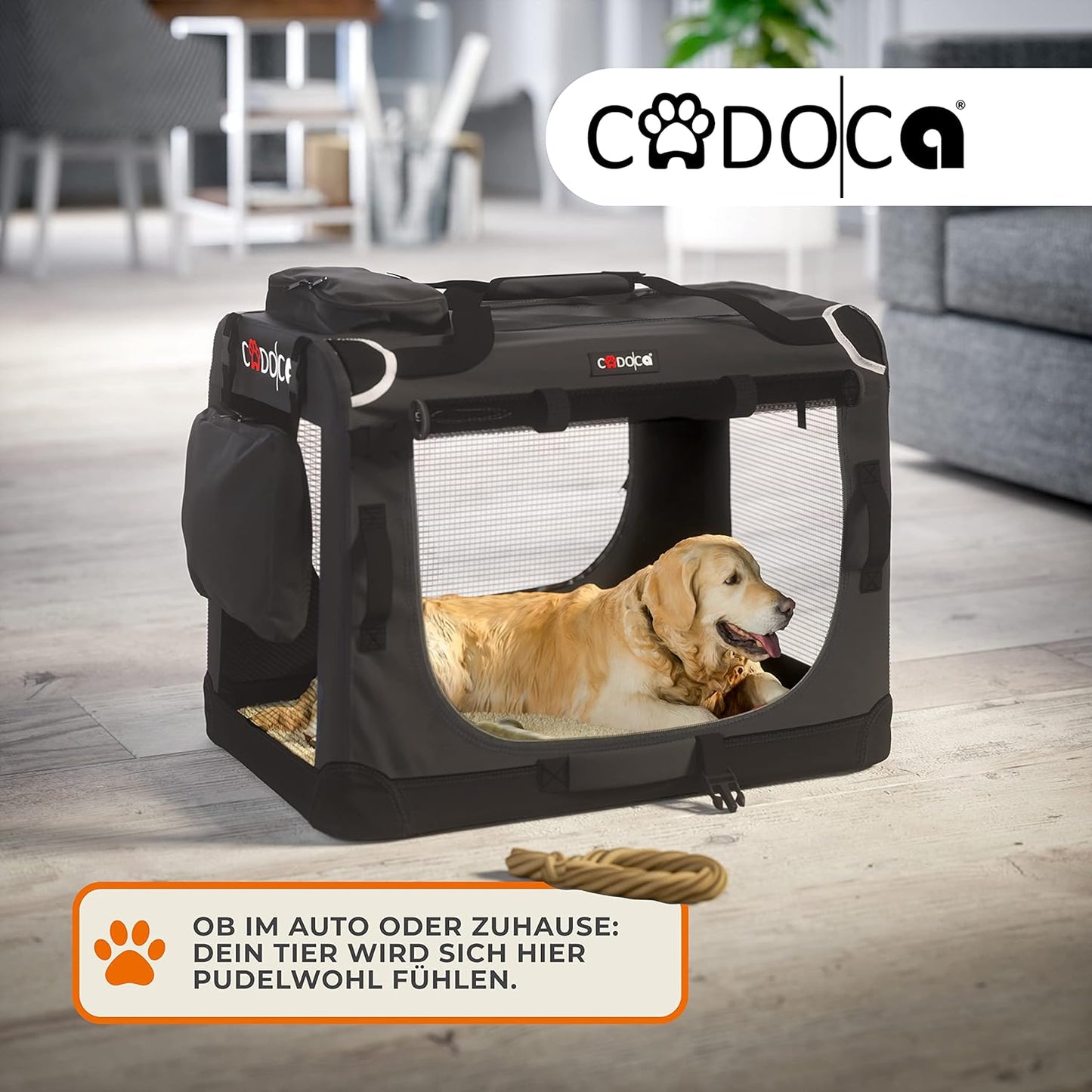 Faltbare Hundetransportbox, L 90 x B 60 x H 66 cm Anthrazit