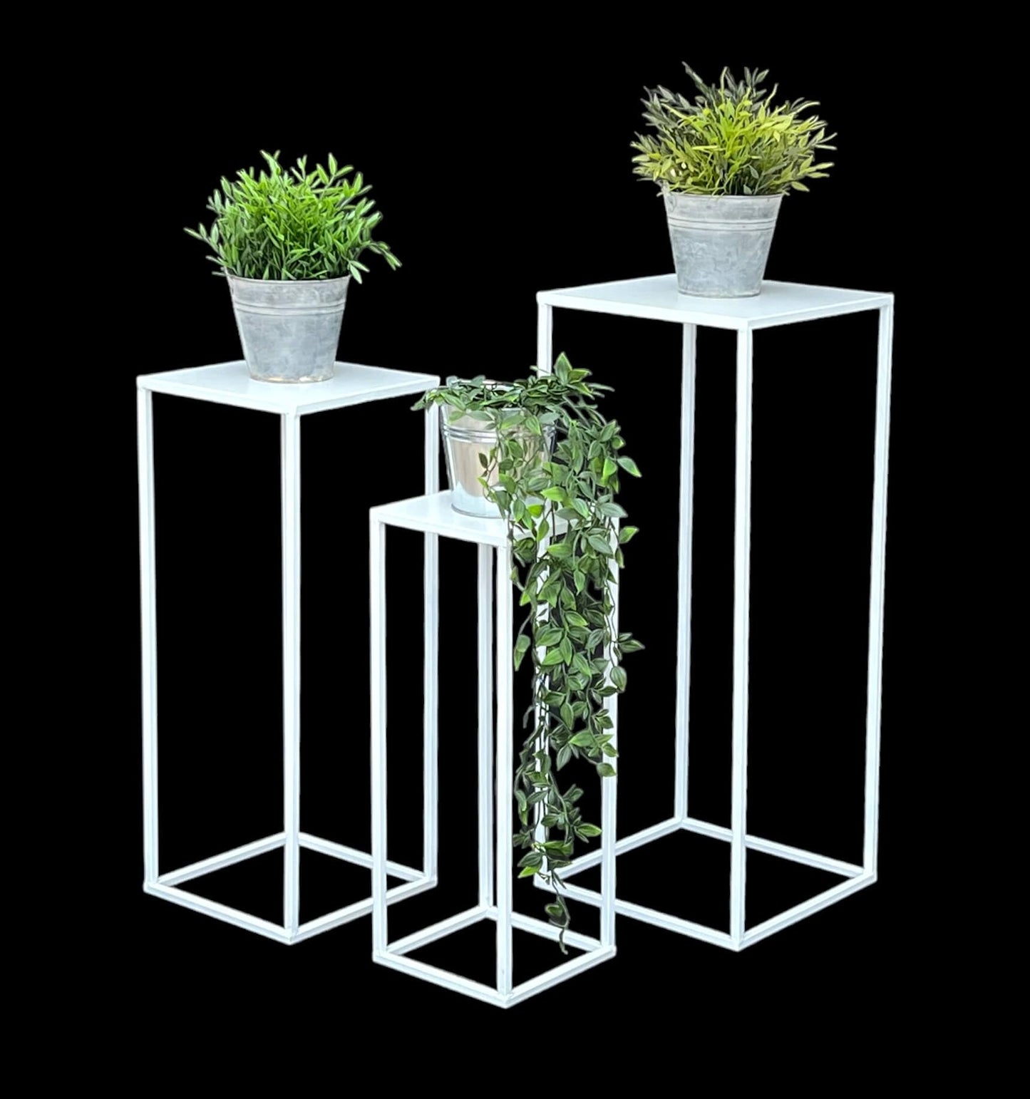 3-teiliges Blumenhocker & Beistelltisch-Set