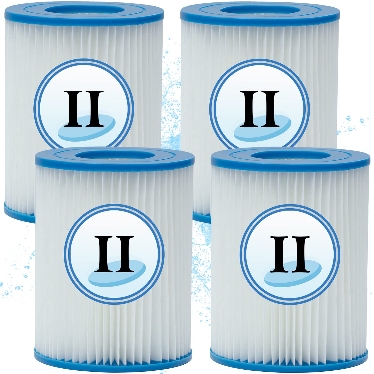 4-teiliges Filterkartuschen-Set Typ II für Poolfilter, 4 Stück