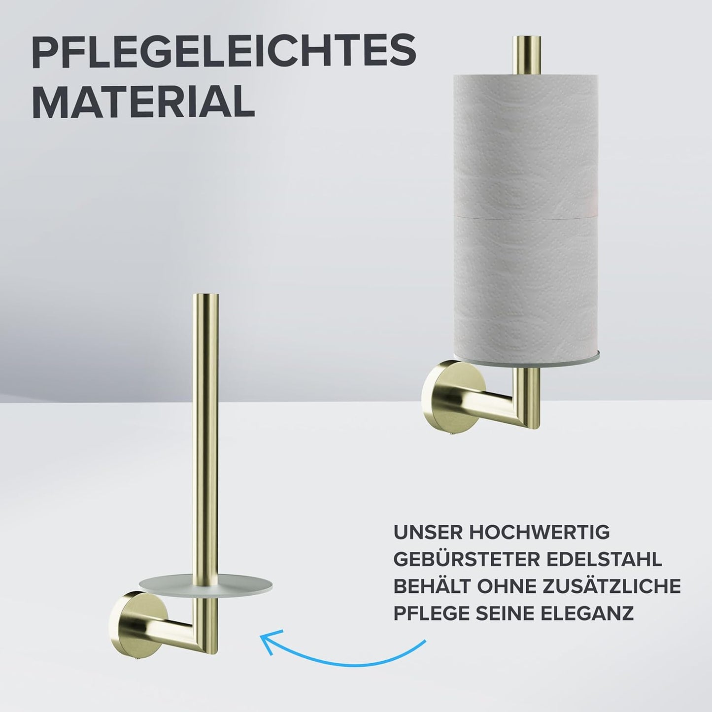Toilettenpapierhalter für 2 Rollen, Gold Zum Bohren