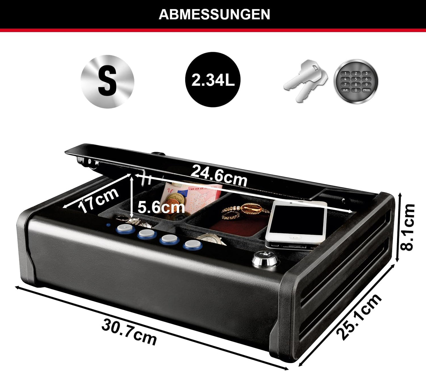 Kompakttresor MLD08E, Schlüssel + Kombi