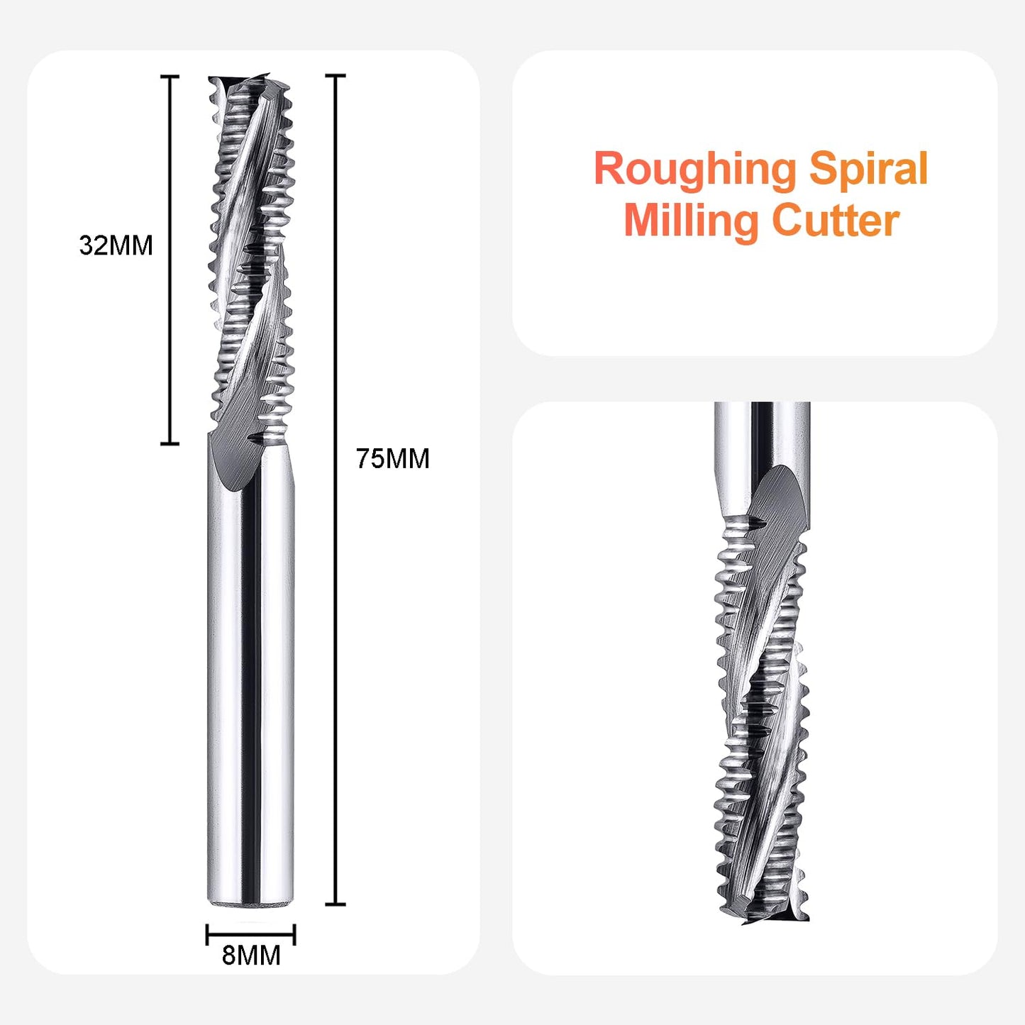 Fräser 3 Flöten Schruppfräser 8 mm CNC-Vollhartmetall