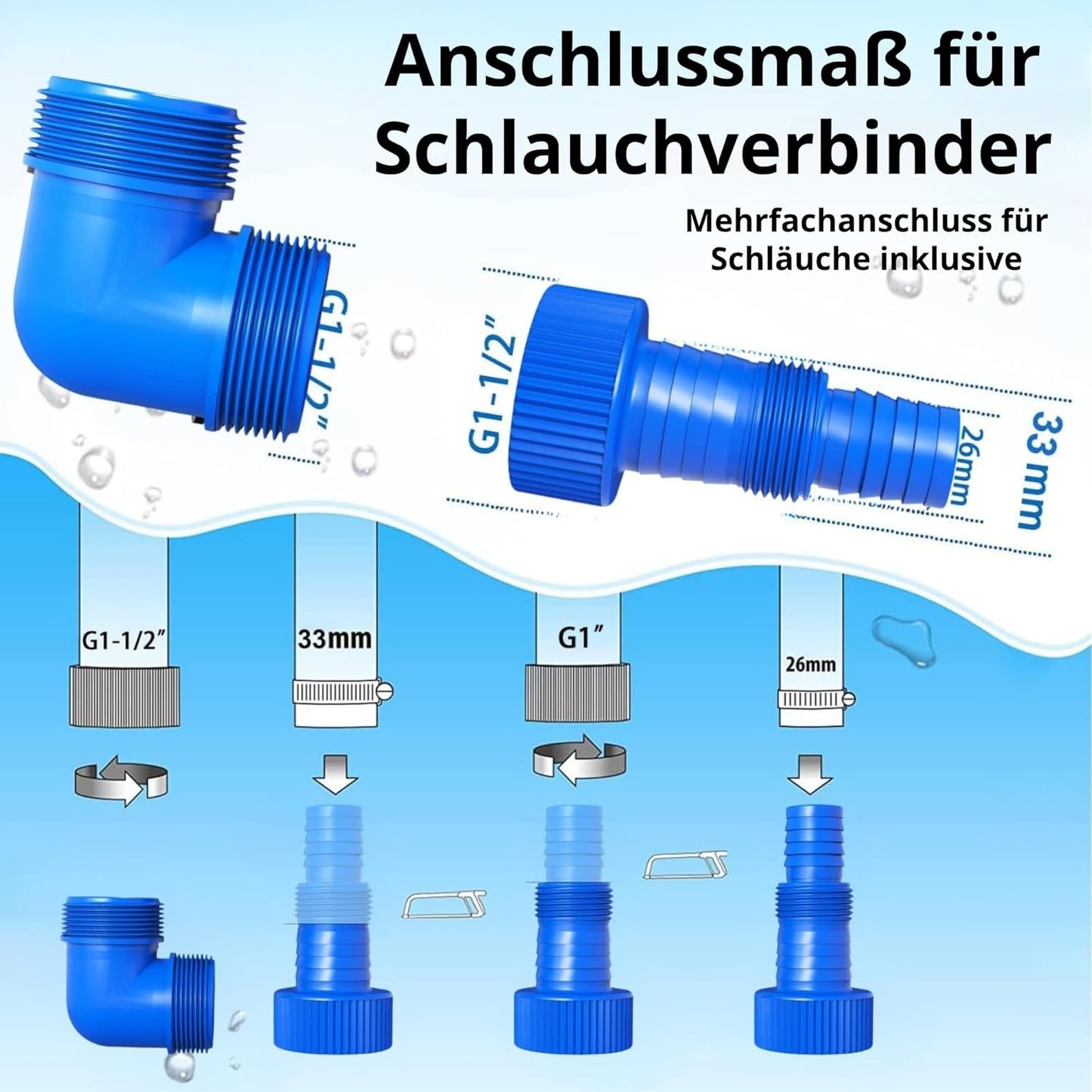 Schmutzwassertauchpumpe mit Schwimmerschalter, Blau + Schwarz
