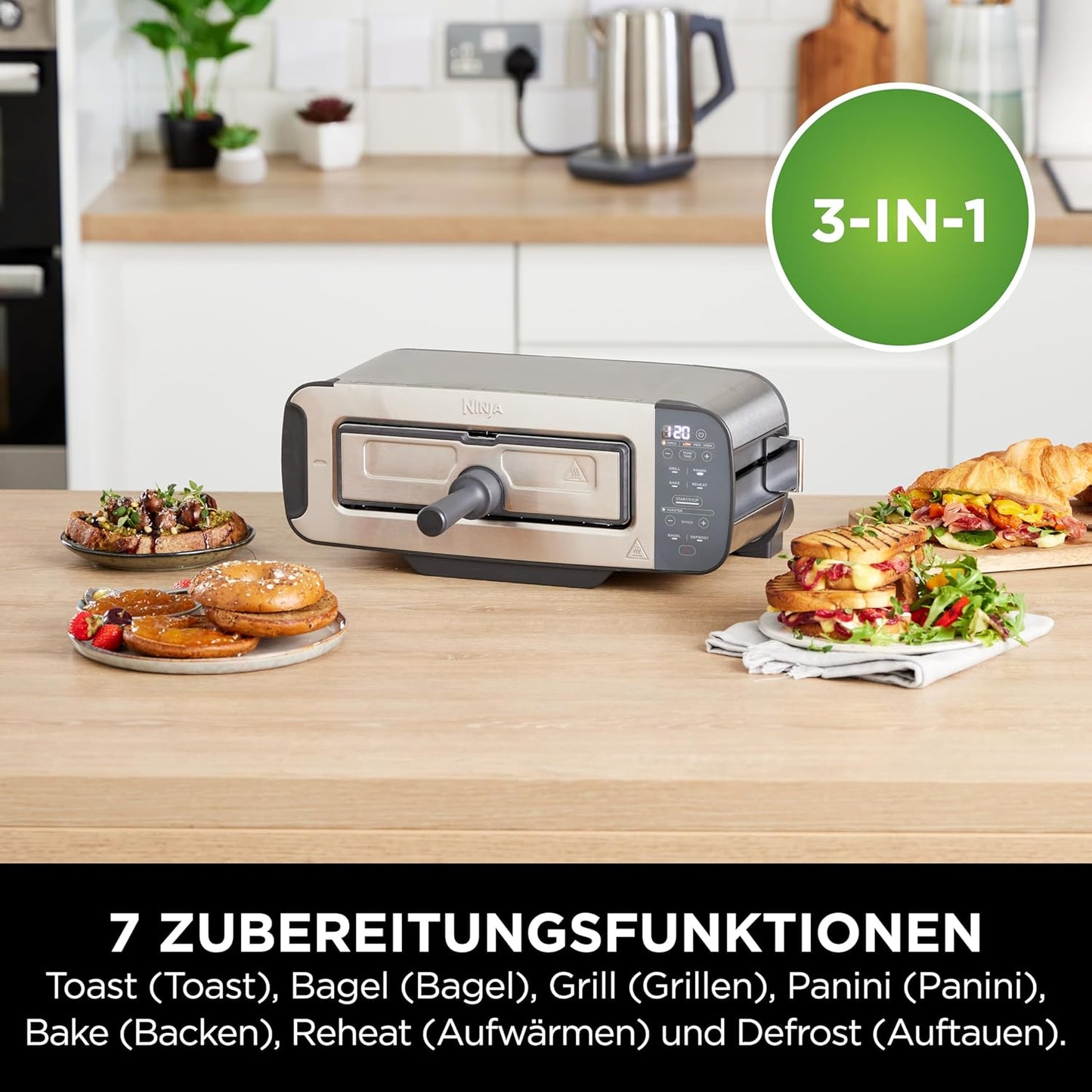 Foodi 3-in-1 Toaster & Elektrogrill mit Panini-Presse, ST202EU, Edelstahl